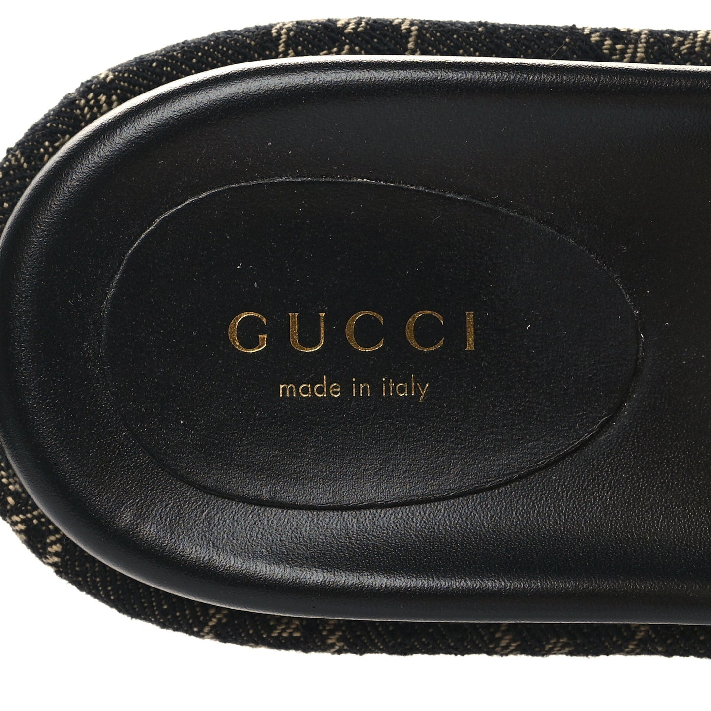 Jacquard Black Denim GG Monogram Angelina Platform 55mm Slide Sandals 36 Black Ivory