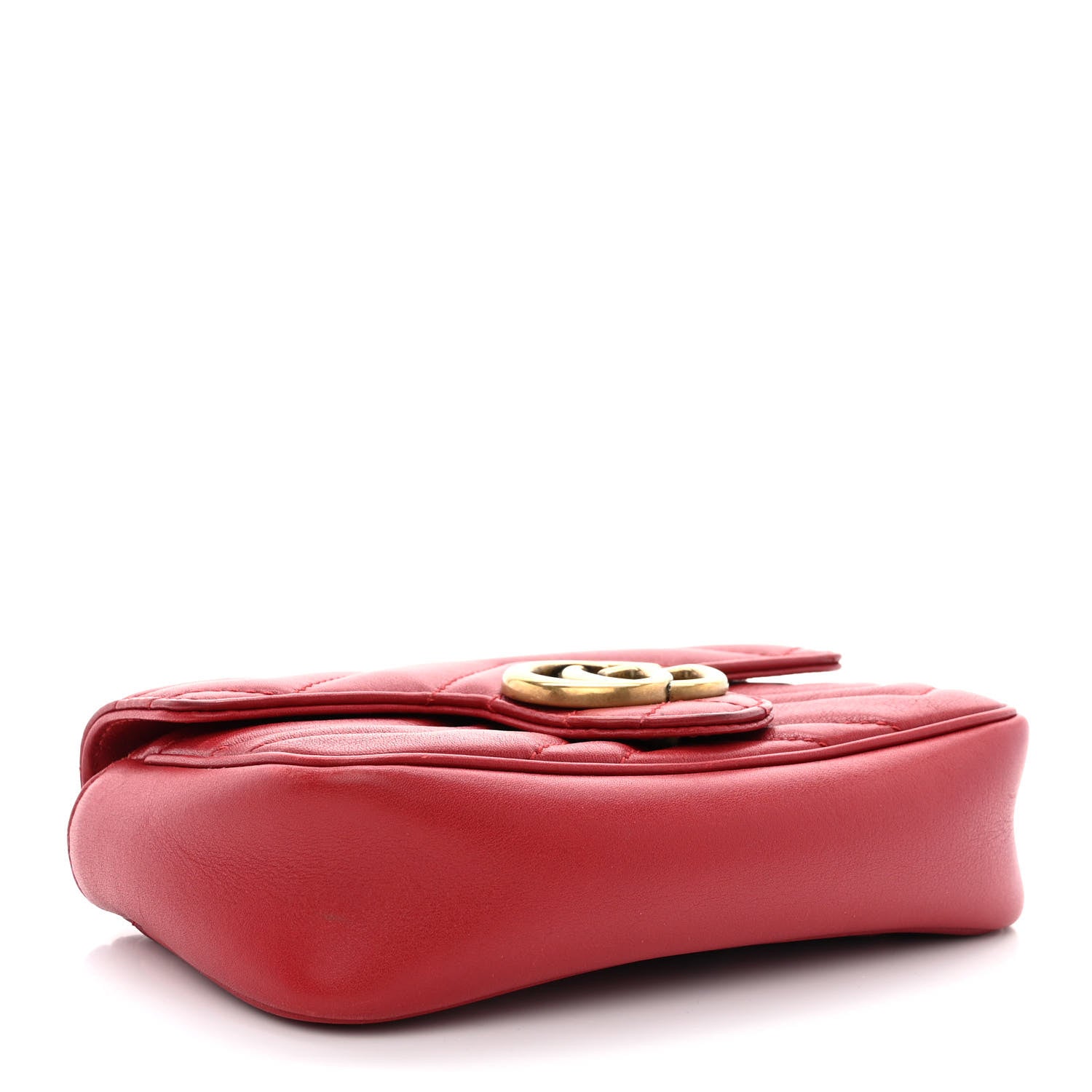 Gucci Calfskin Matelasse Super Mini GG Marmont Shoulder Bag Hibiscus Red 5 of 11