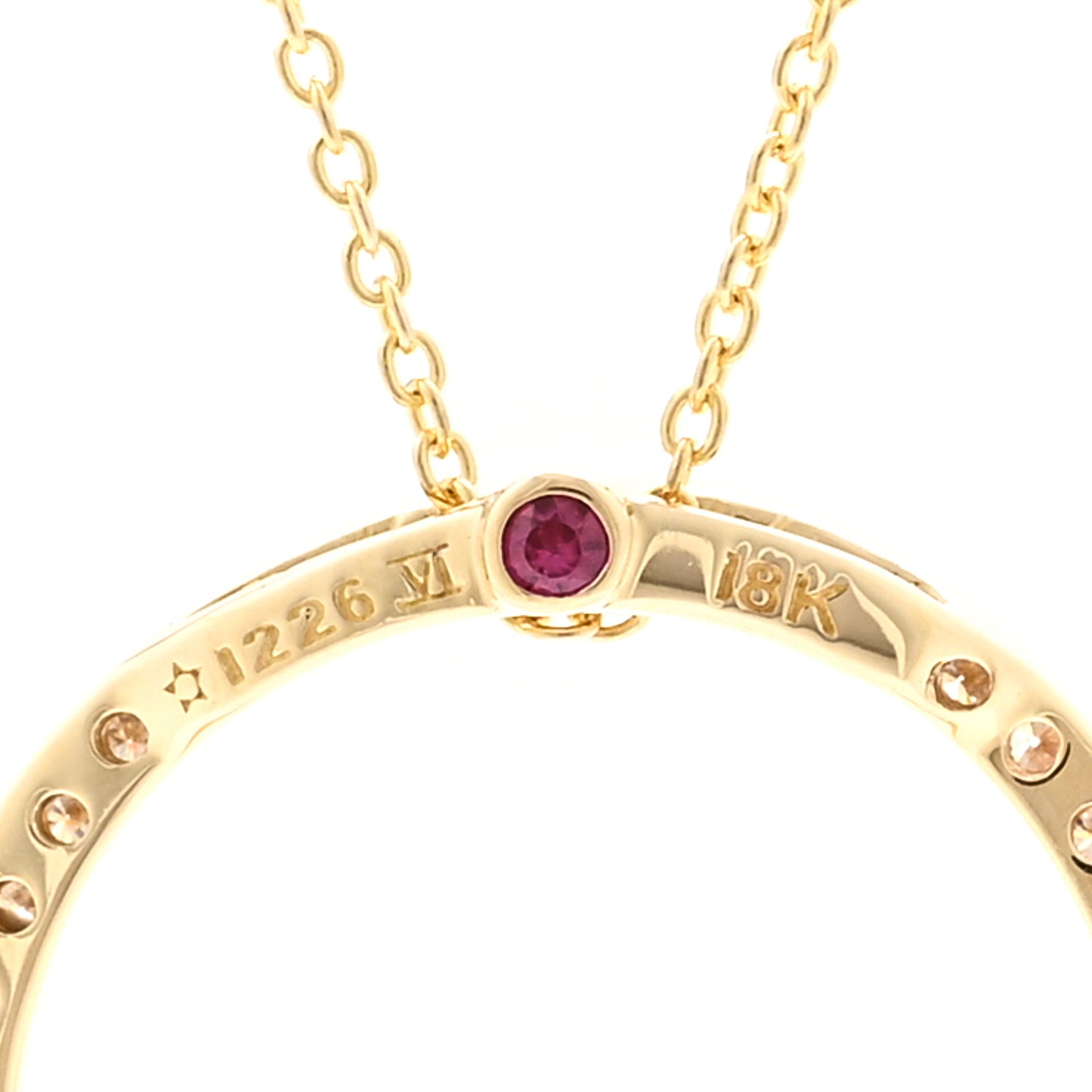 18K Yellow Gold Diamond Medium Tiny Treasures Circle Pendant Necklace
