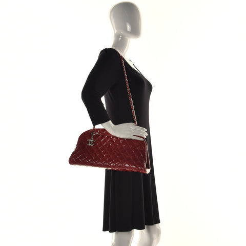 Glazed Calfskin Quilted Medium Just Mademoiselle Red