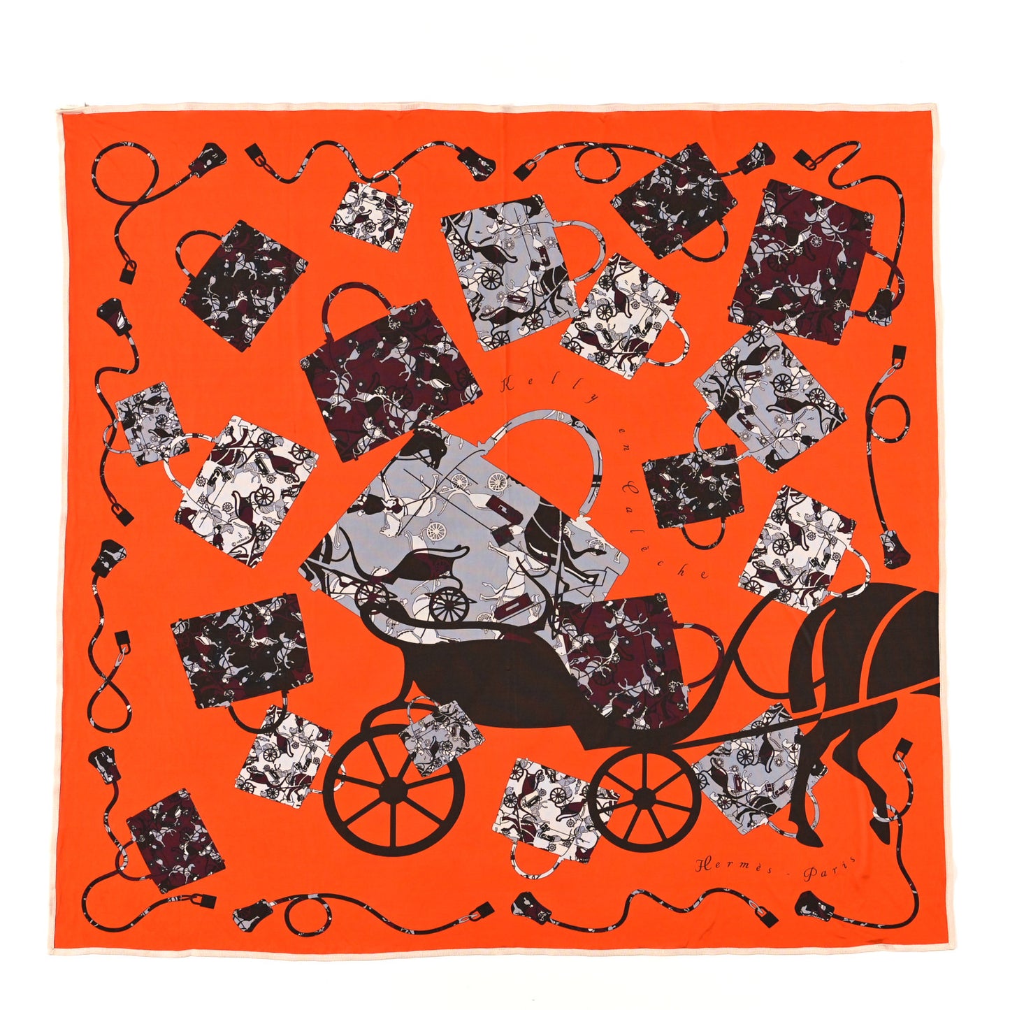 Silk Kelly en Caleche Scarf 90 Orange