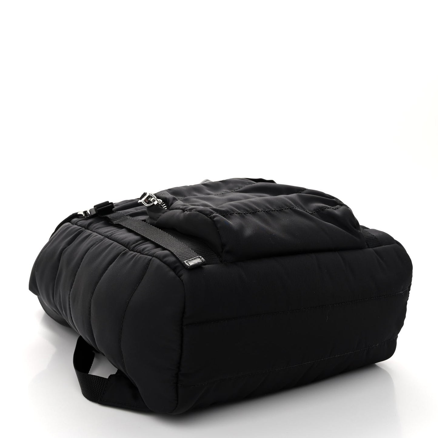 Tessuto Nylon Quilted Double Buckle Backpack Black