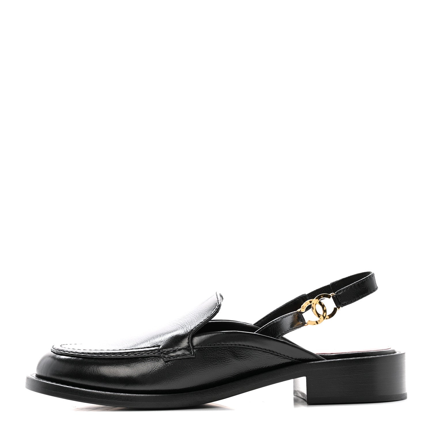 Chanel Glazed Calfskin CC Slingback Flats 38.5 Black 1877848
