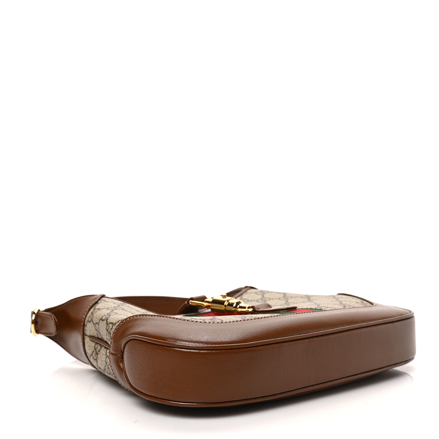 Gucci GG Supreme Monogram Azalea Calfskin Web Small Jackie 1961 Hobo Beige Ebony Brown Sugar 4 of 9