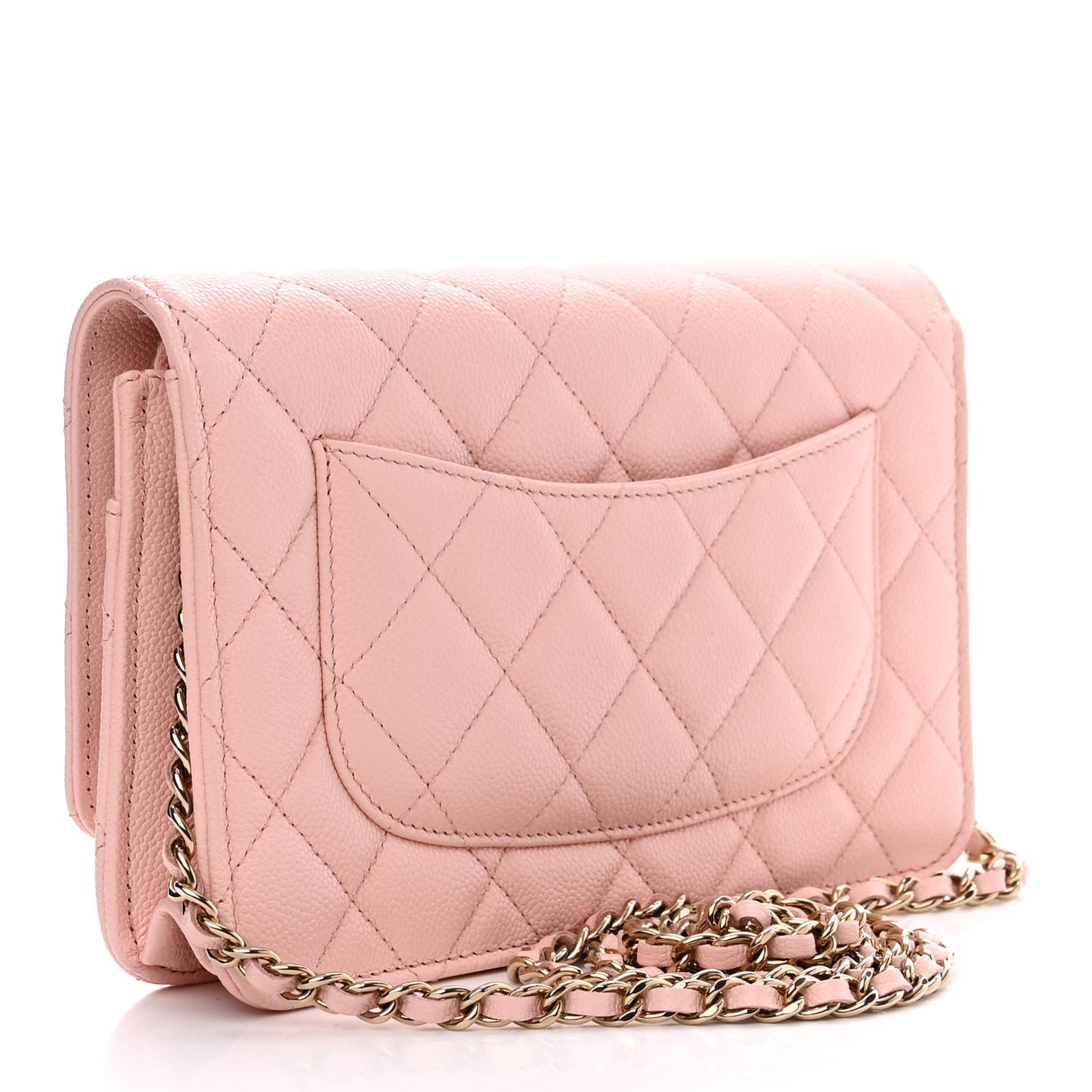 Caviar Quilted Wallet on Chain WOC Light Pink