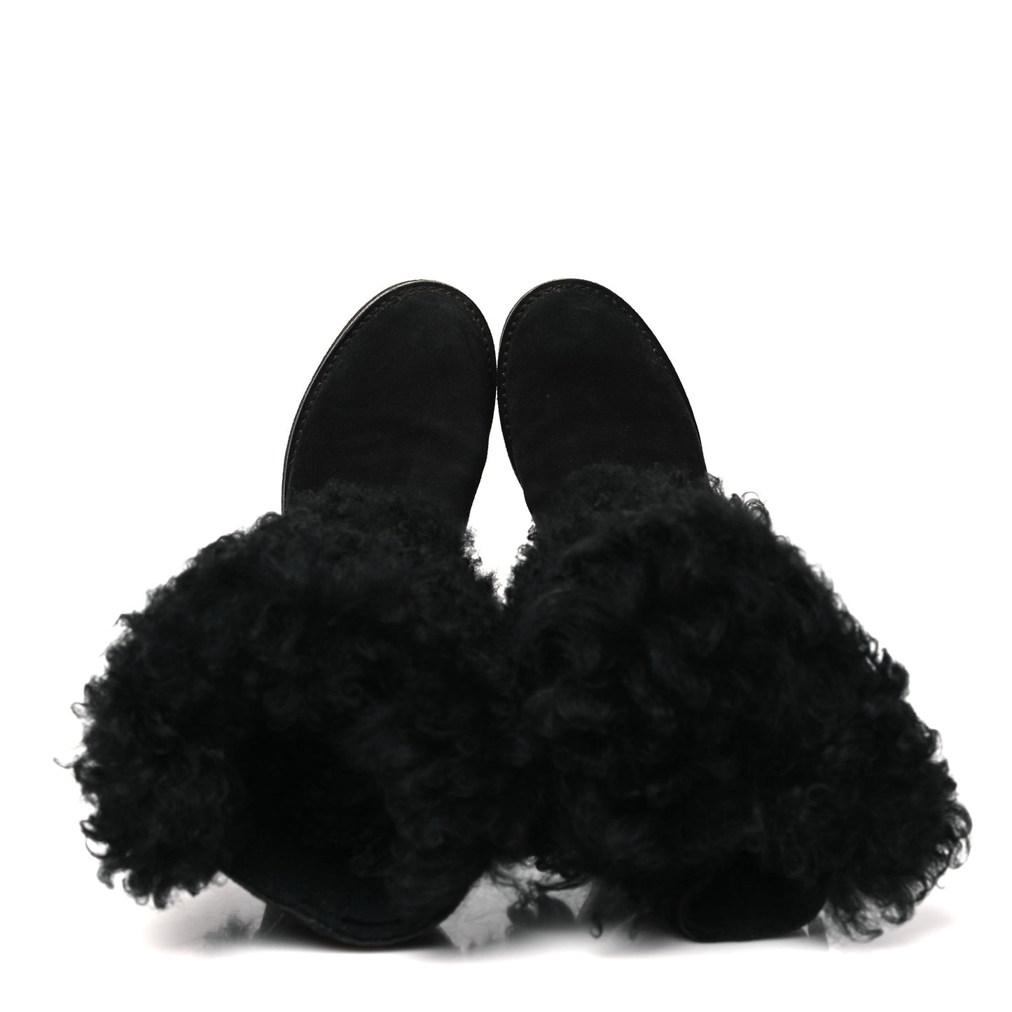 Suede Calfskin Fur Strap Boot 36 Black