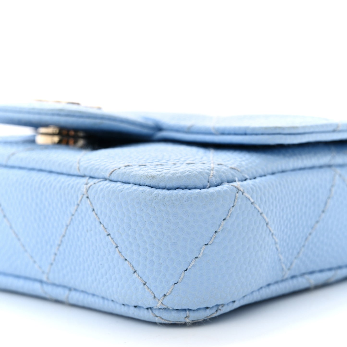 Caviar Quilted Mini Chain Belt Bag Light Blue