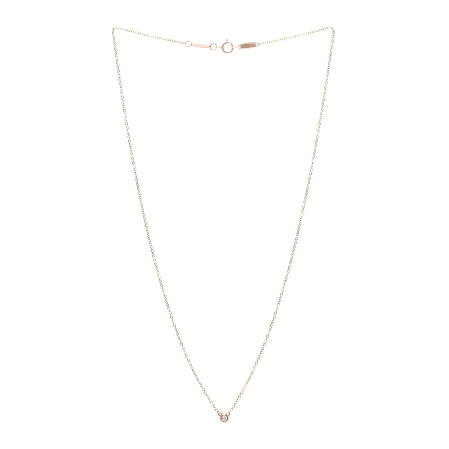 18K Rose Gold Diamond .03ct Elsa Peretti Diamonds by the Yard Pendant Necklace