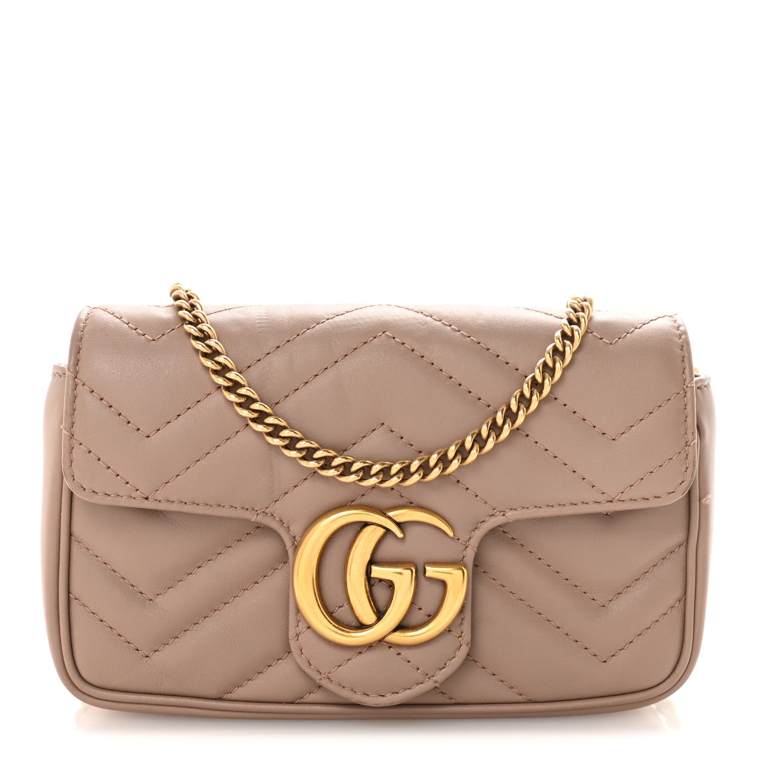Gucci Calfskin Matelasse Super Mini GG Marmont Shoulder Bag