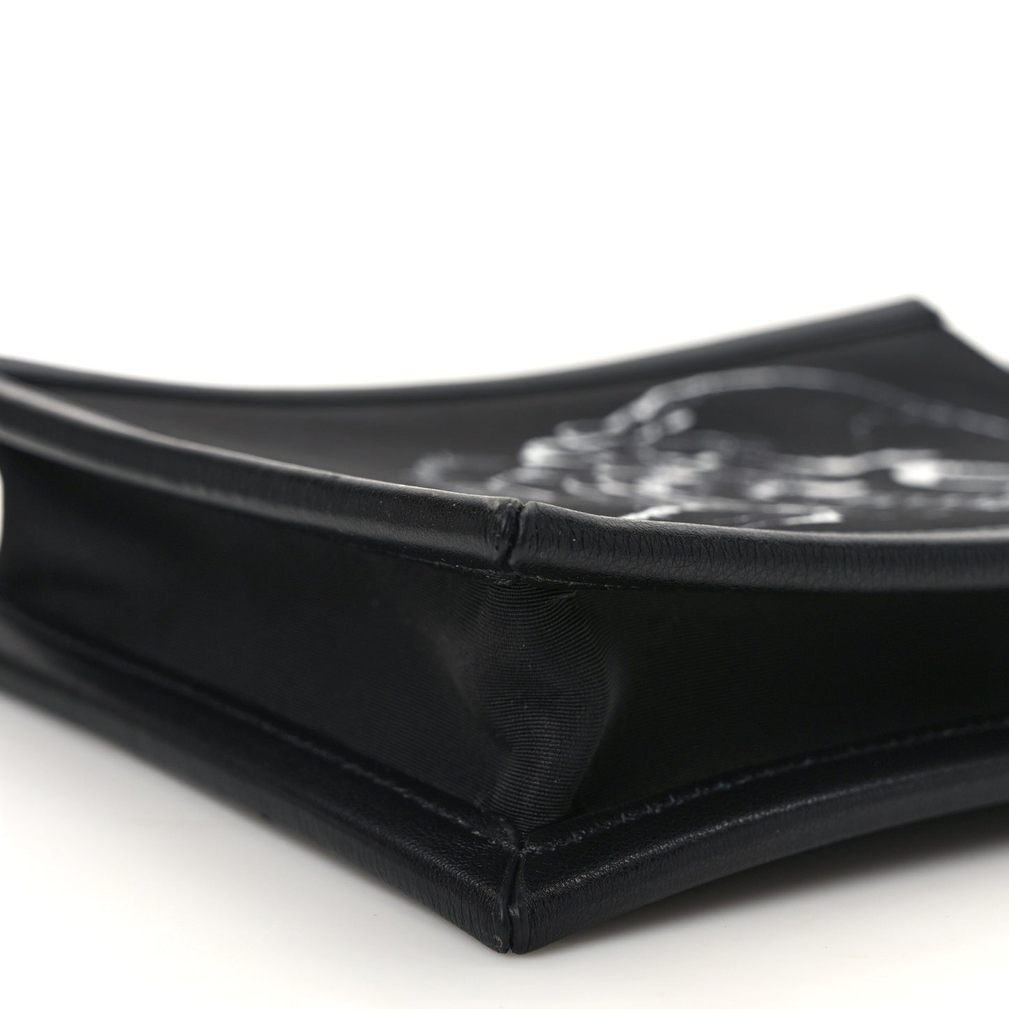Calfskin Nylon Mini Skull Crossbody Bag Black