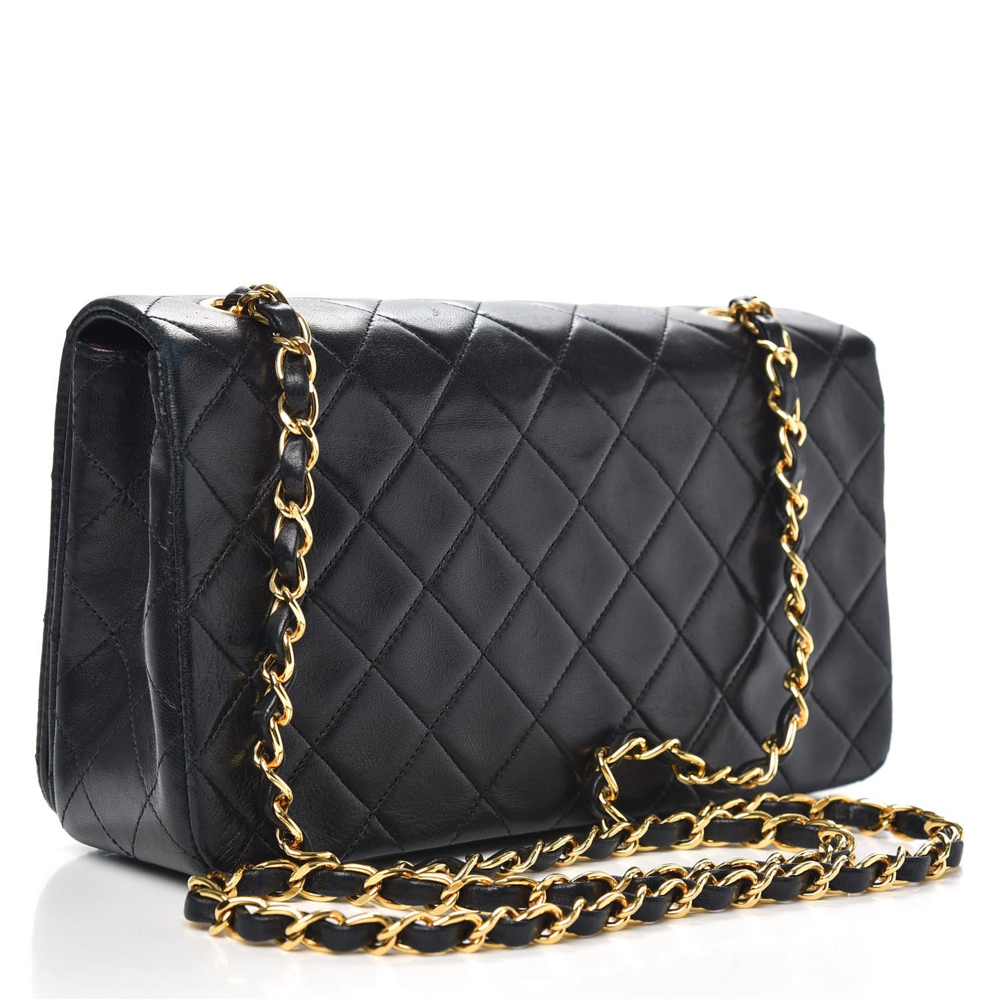 Lambskin Quilted Small Single Flap Bag Black