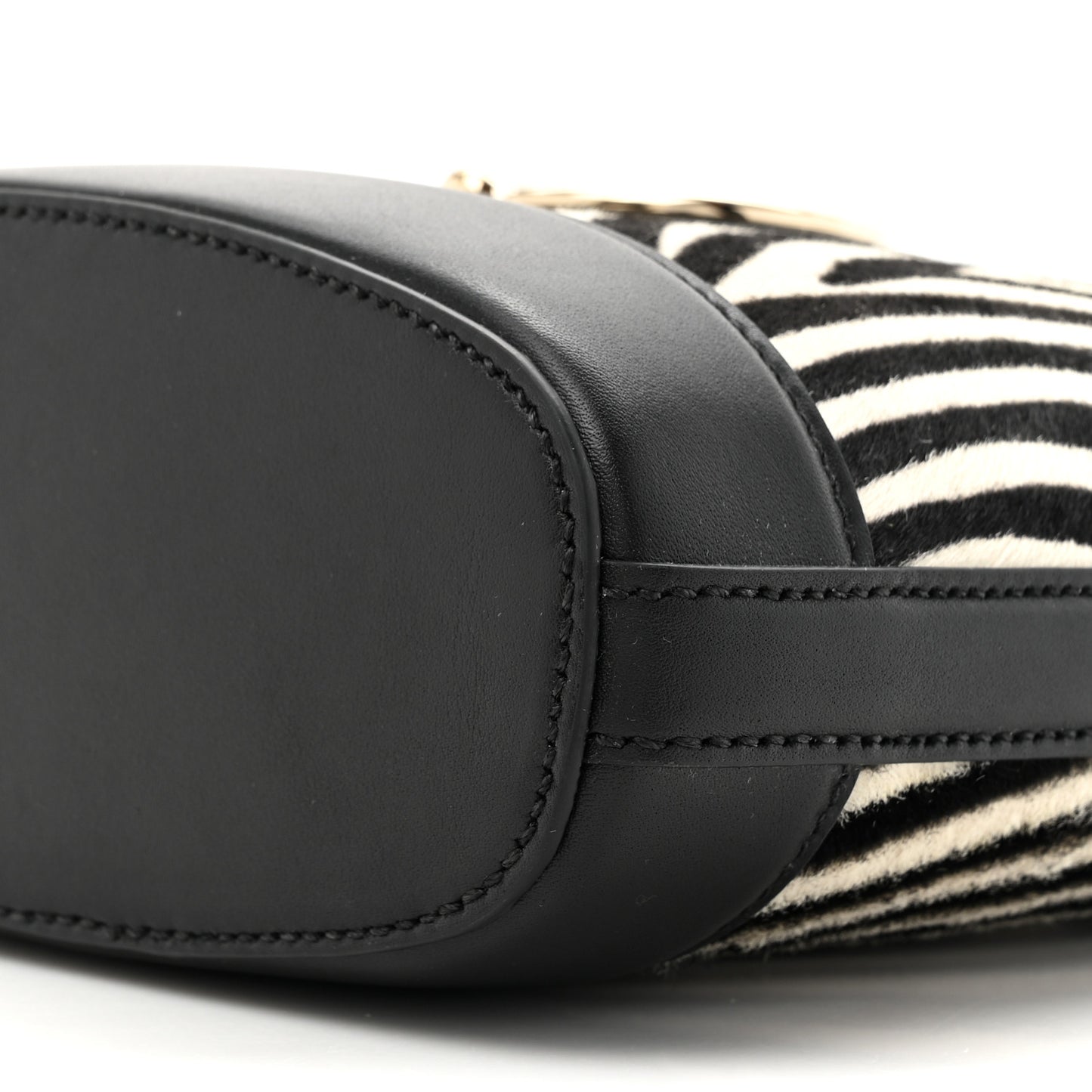 Calf Hair Calfskin Zebra Print Gucci 73 Mini Bucket Bag Black White