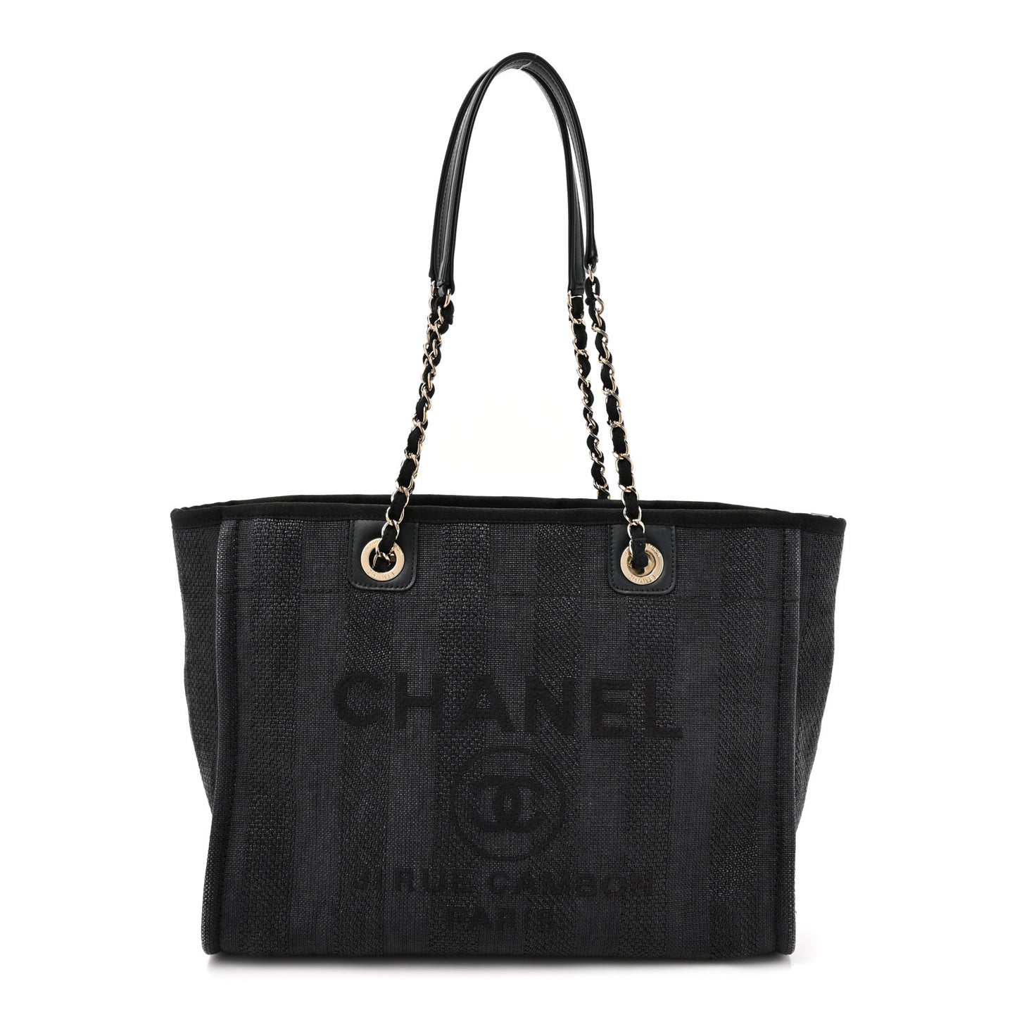 Mixed Fibers Striped Small Deauville Tote Black