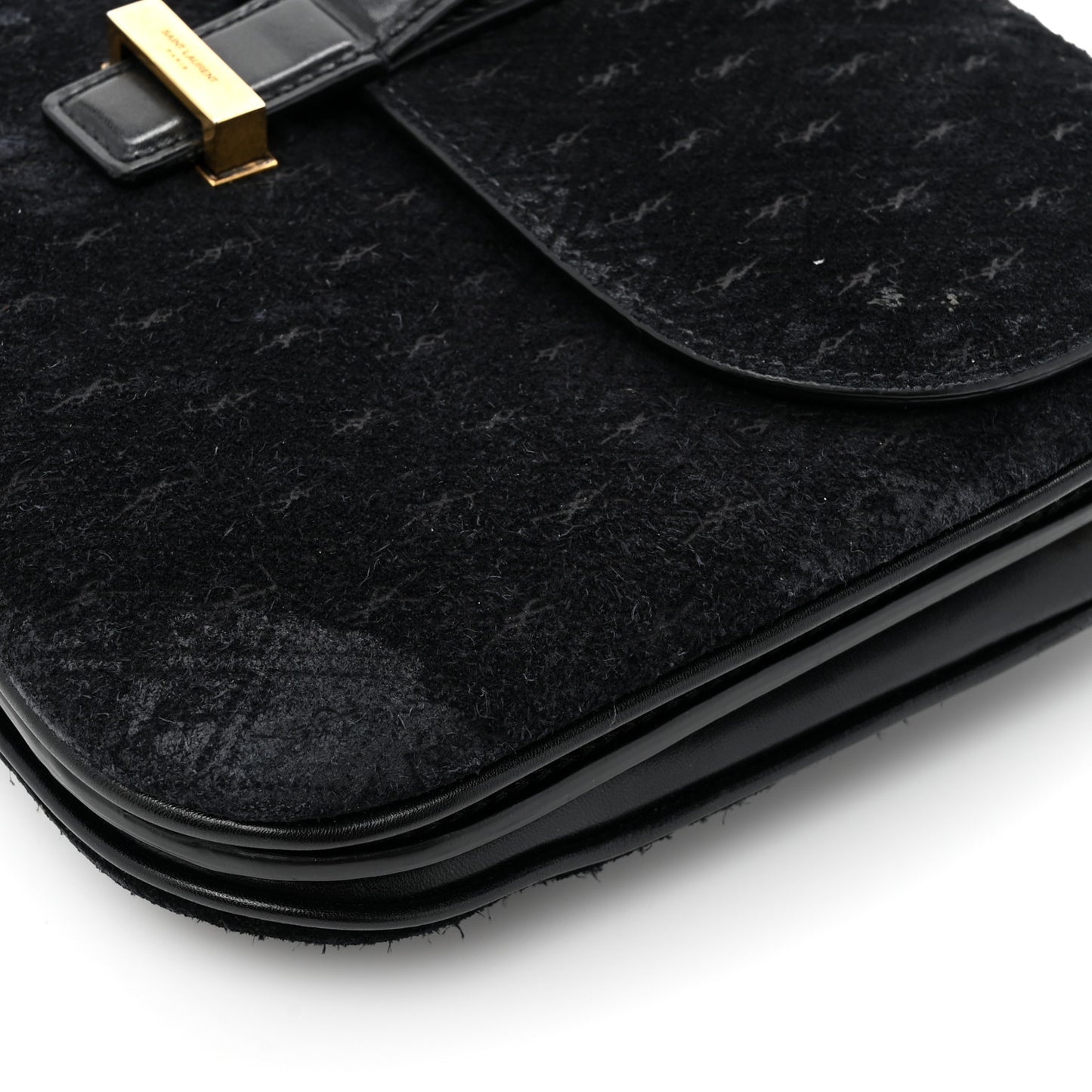 Suede All-Over Monogram Small Le Monogramme Satchel Black