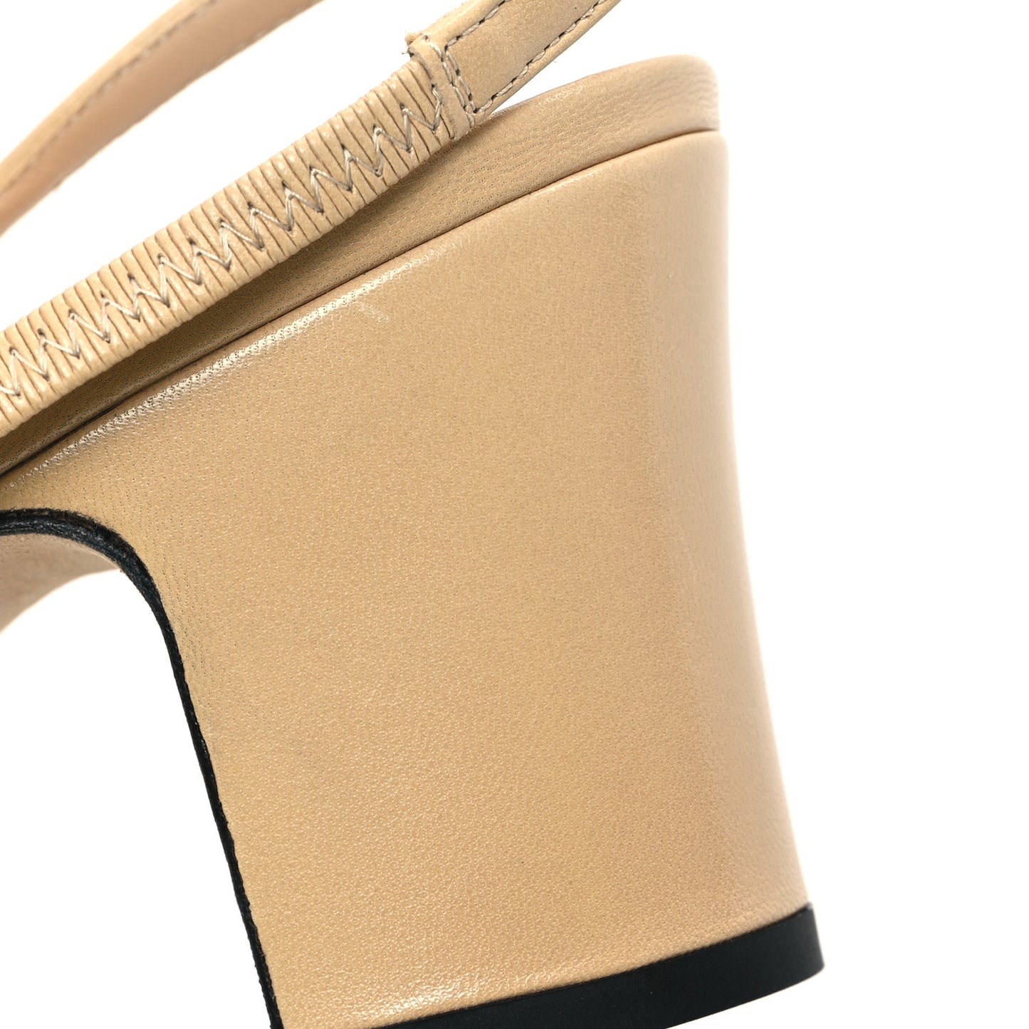 Goatskin Grosgrain Cap Toe CC Slingback Pumps 41 Beige Black