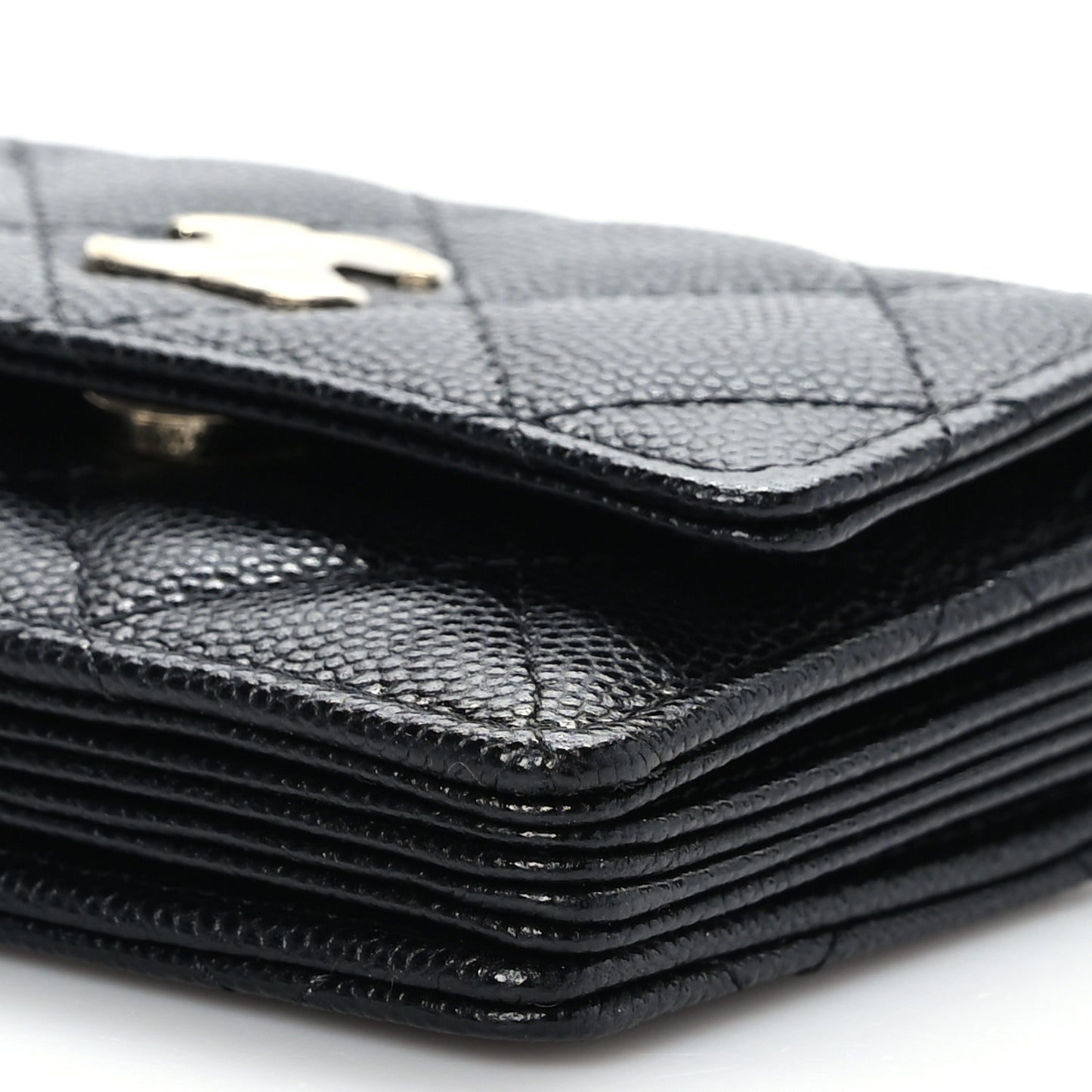 Caviar Quilted Card Holder With Charms On Chain Black