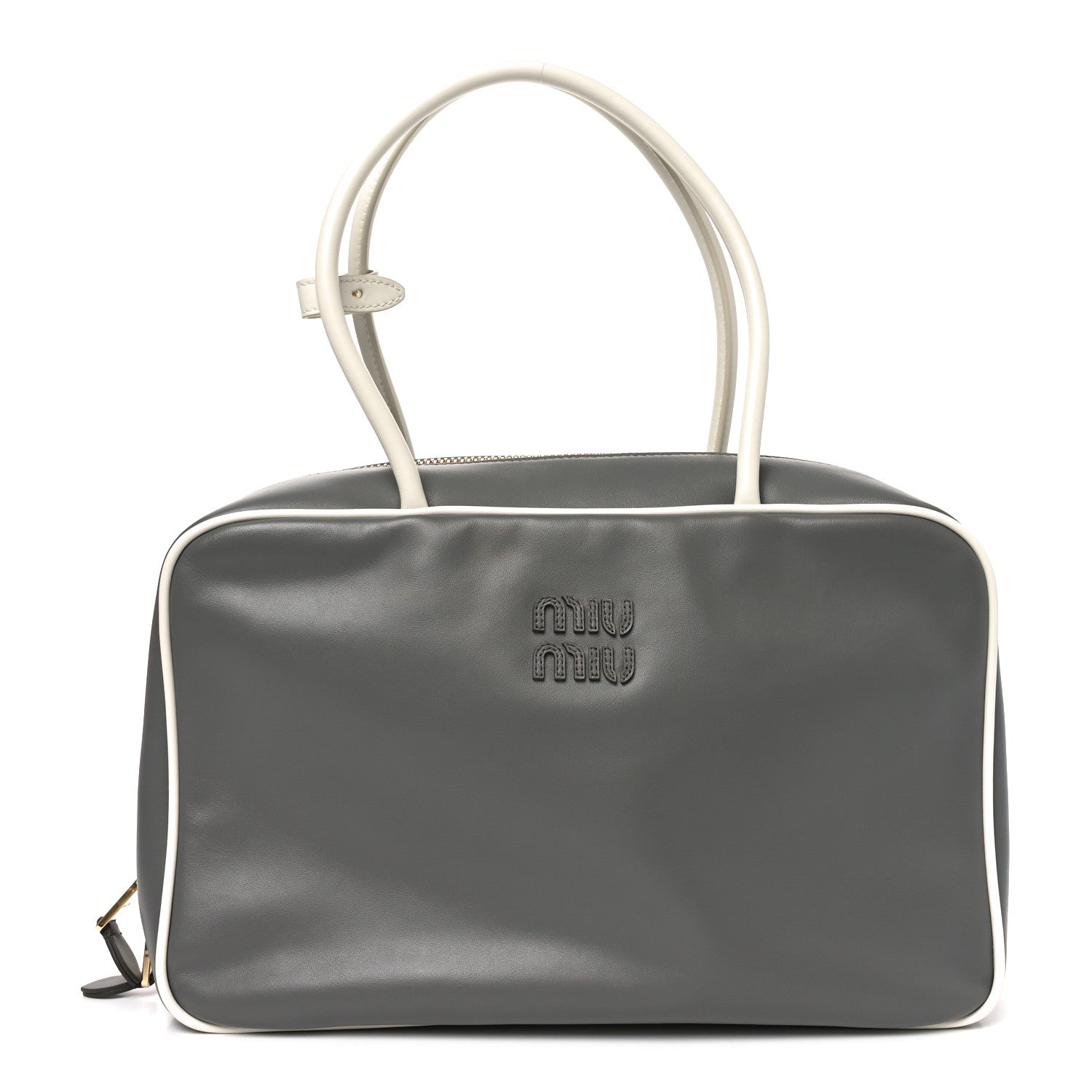 Miu Miu Soft Calf Softy Contrast Large Beau Top Handle Bag Marmo