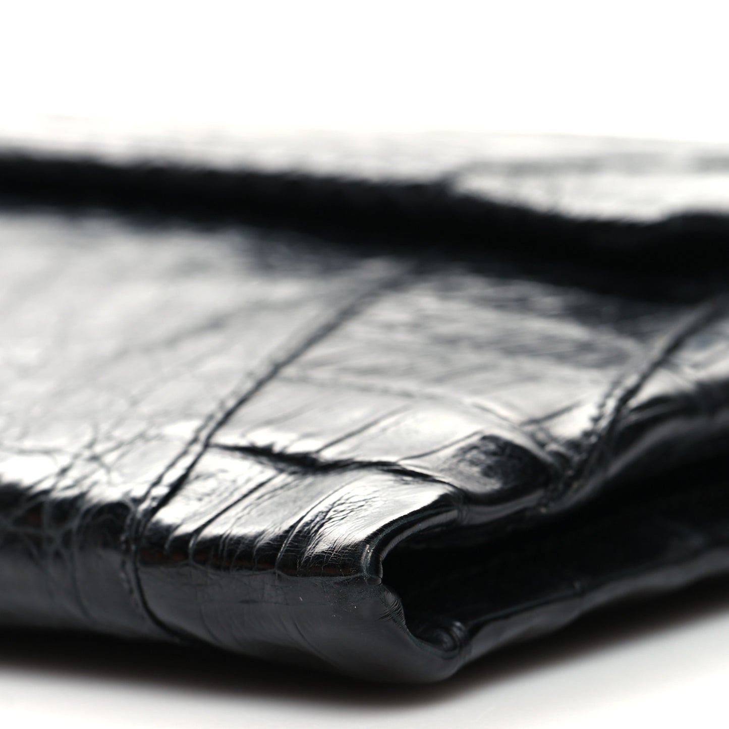 Crocodile Foldover Clutch Black