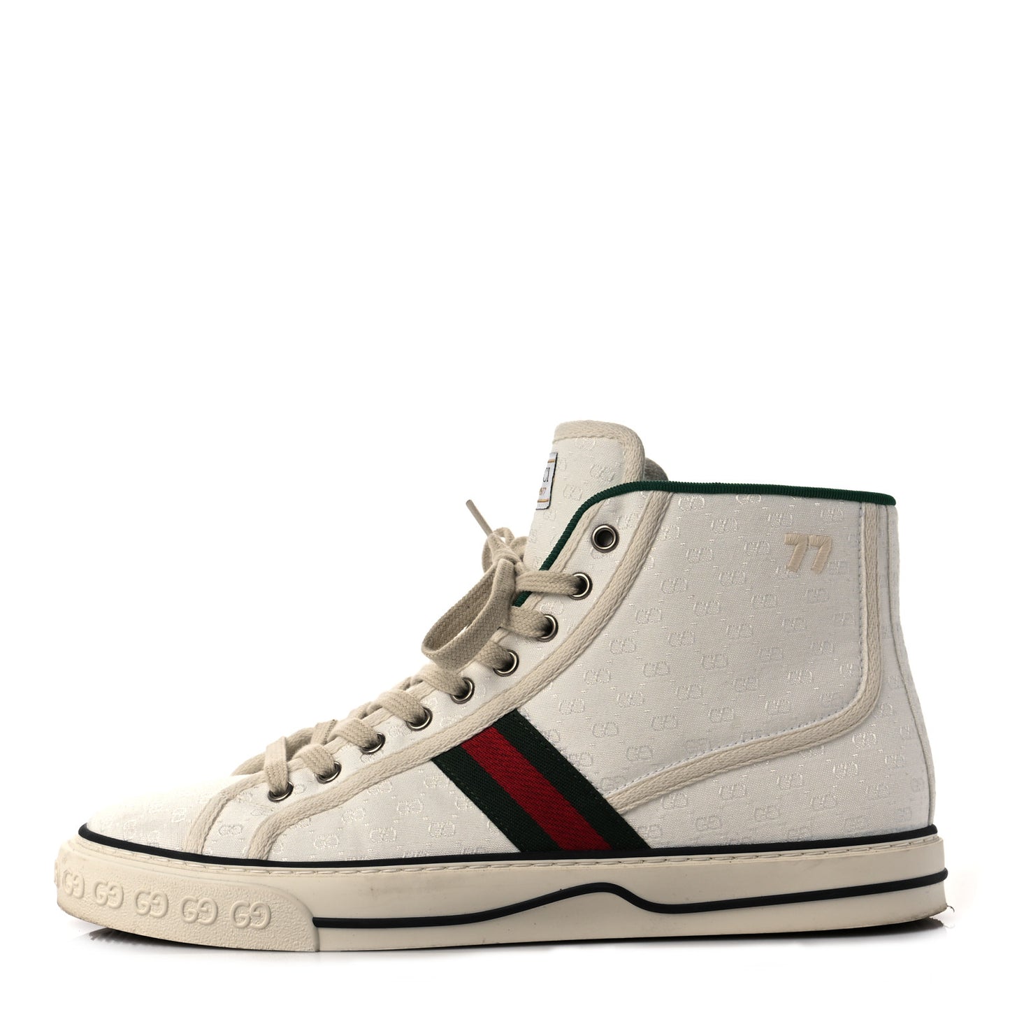 Jacquard Mini GG Monogram Web Mens 1977 Tennis High Top Sneakers 9 White