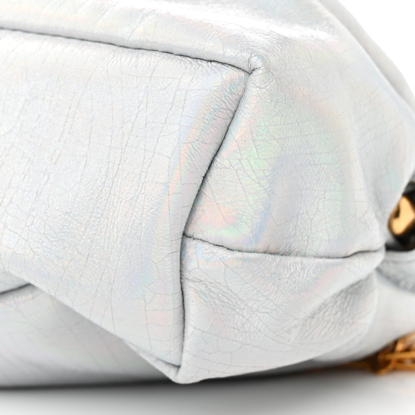 Iridescent Calfskin Mini Cloud Chain Clutch Iride