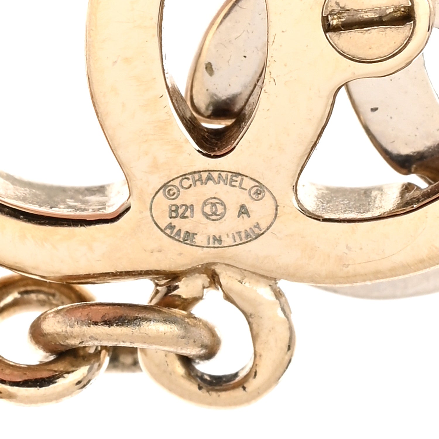 Chanel Crystal Pearl Double CC Drop Earrings Gold Silver 4 of 4