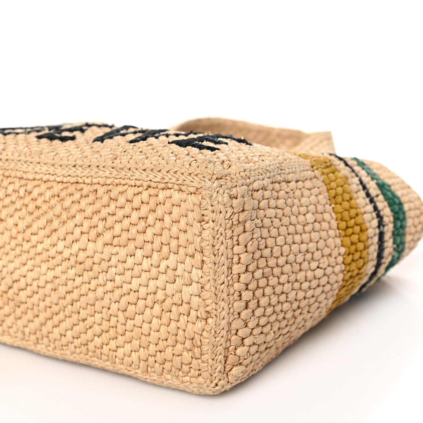 Raffia Small Paula's Ibiza Logo Tote Beige Multicolor