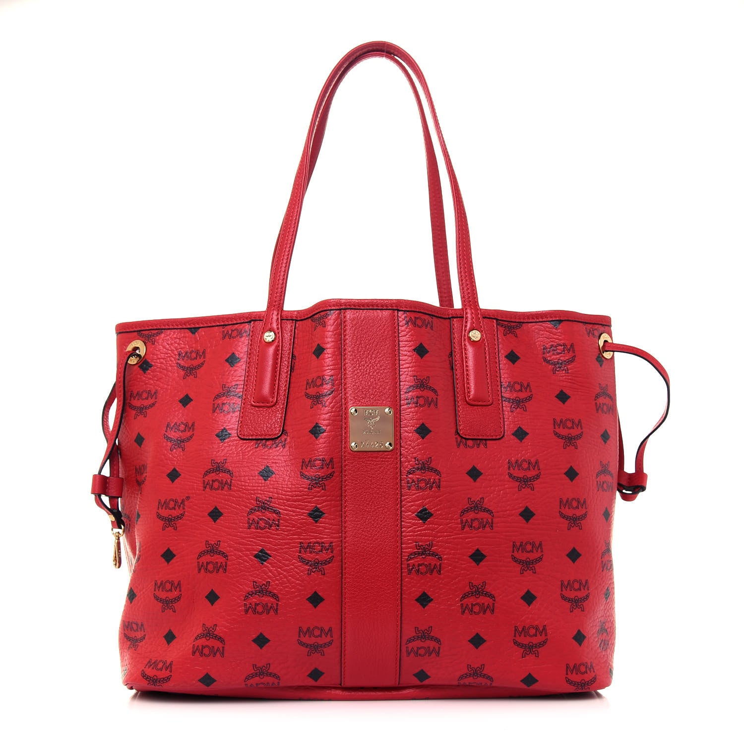 MCM Visetos Medium Liz Reversible Shopper Tote Ruby Red 3 of 19