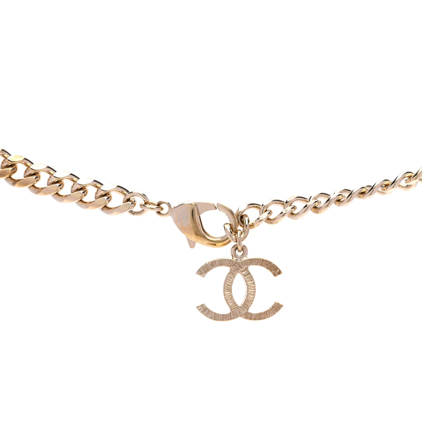 Pearl Resin Crystal CC No 5 Perfume Bottle Chain Belt Gold Pearly White