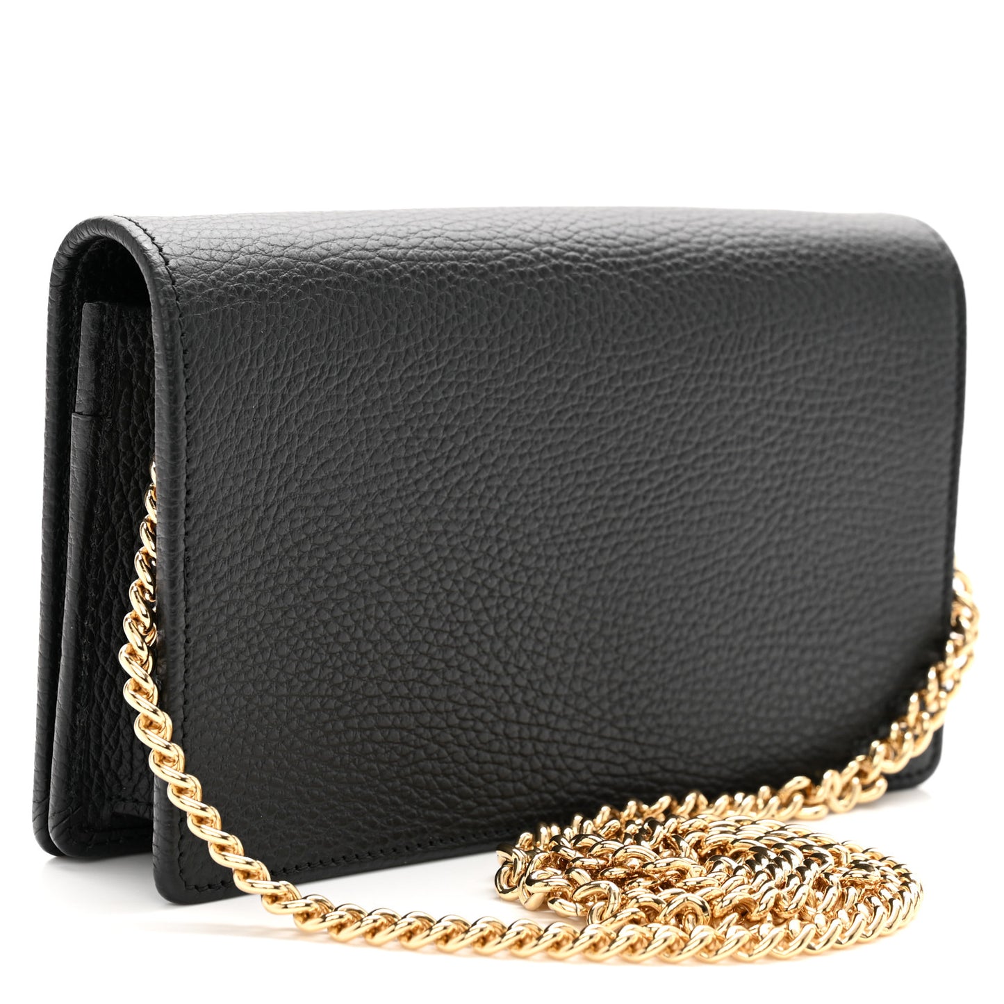 Calfskin Mini GG Marmont Chain Wallet Black