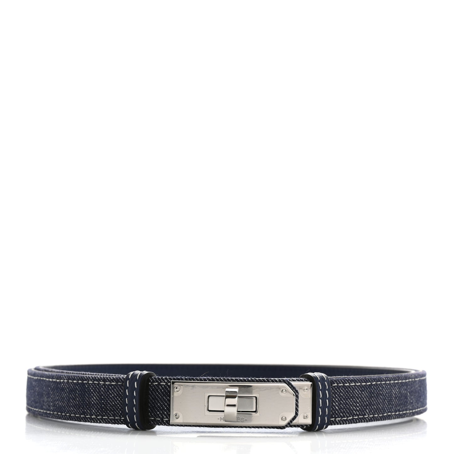 Denim Epsom Kelly Belt 18 Bleu Indigo White Bleu Navy