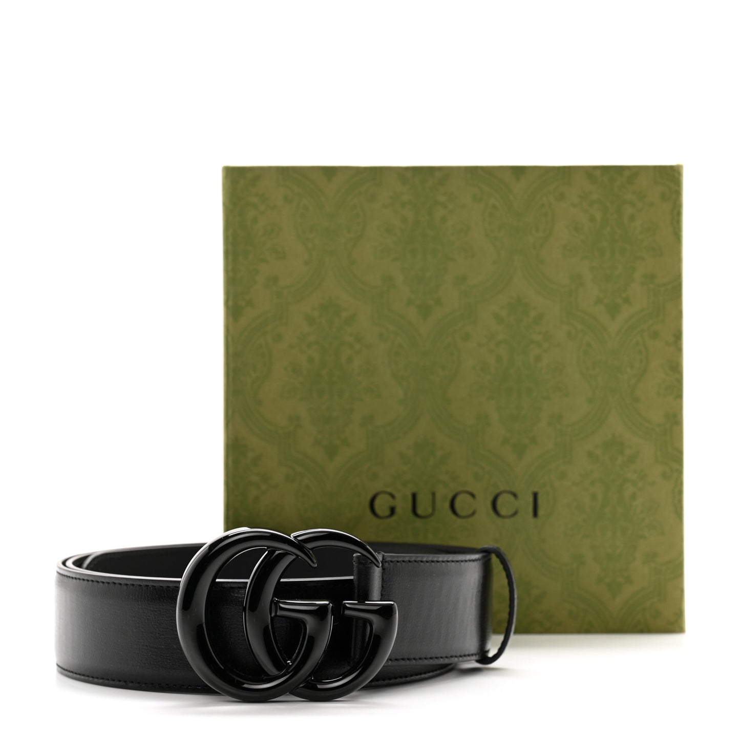 Azalea Calfskin Enamel Monochrome Double G 40mm Belt 110 44 Black