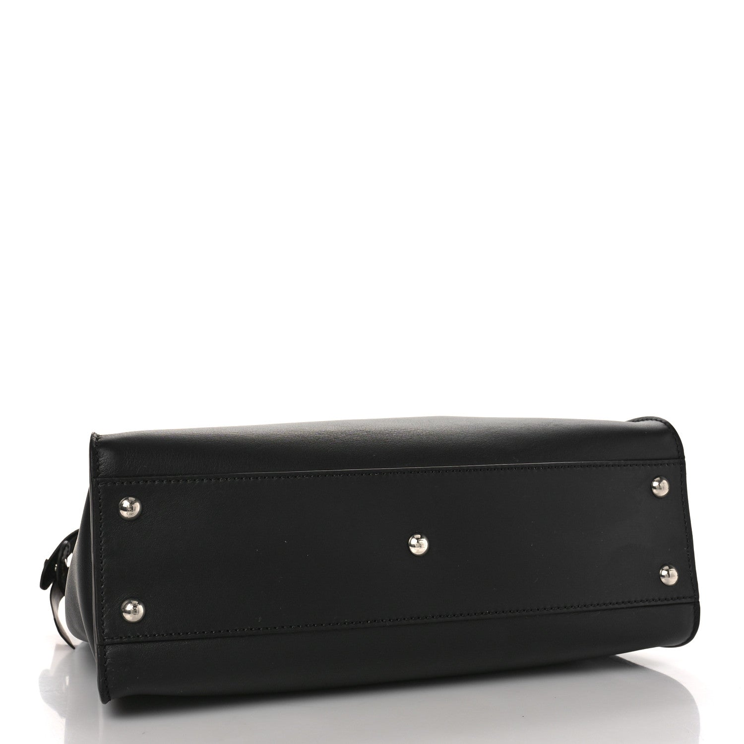 Fendi Vitello Seta Nappa Ribbon Medium Peekaboo Iconic Satchel Black Corteccia 4 of 9