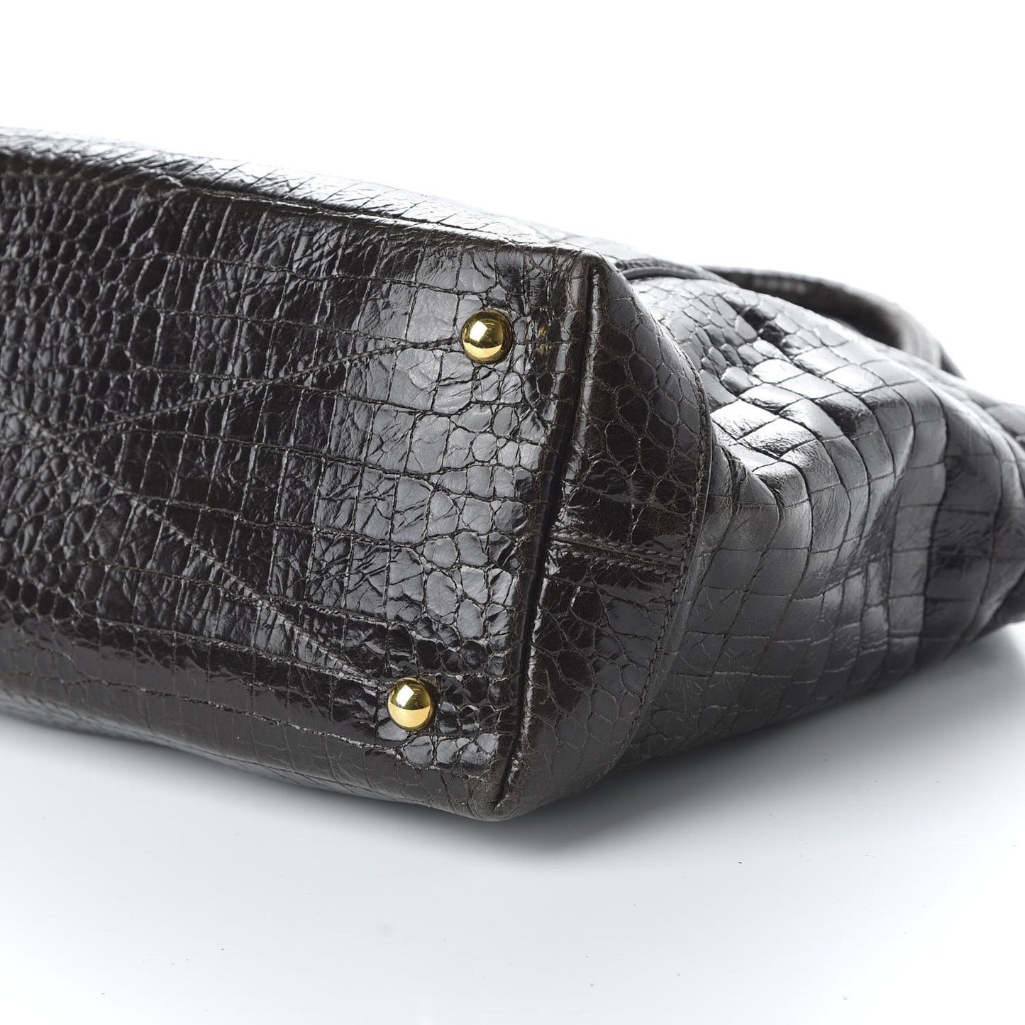 Calfskin Crocodile Embossed St Cocco Shopping Tote Black