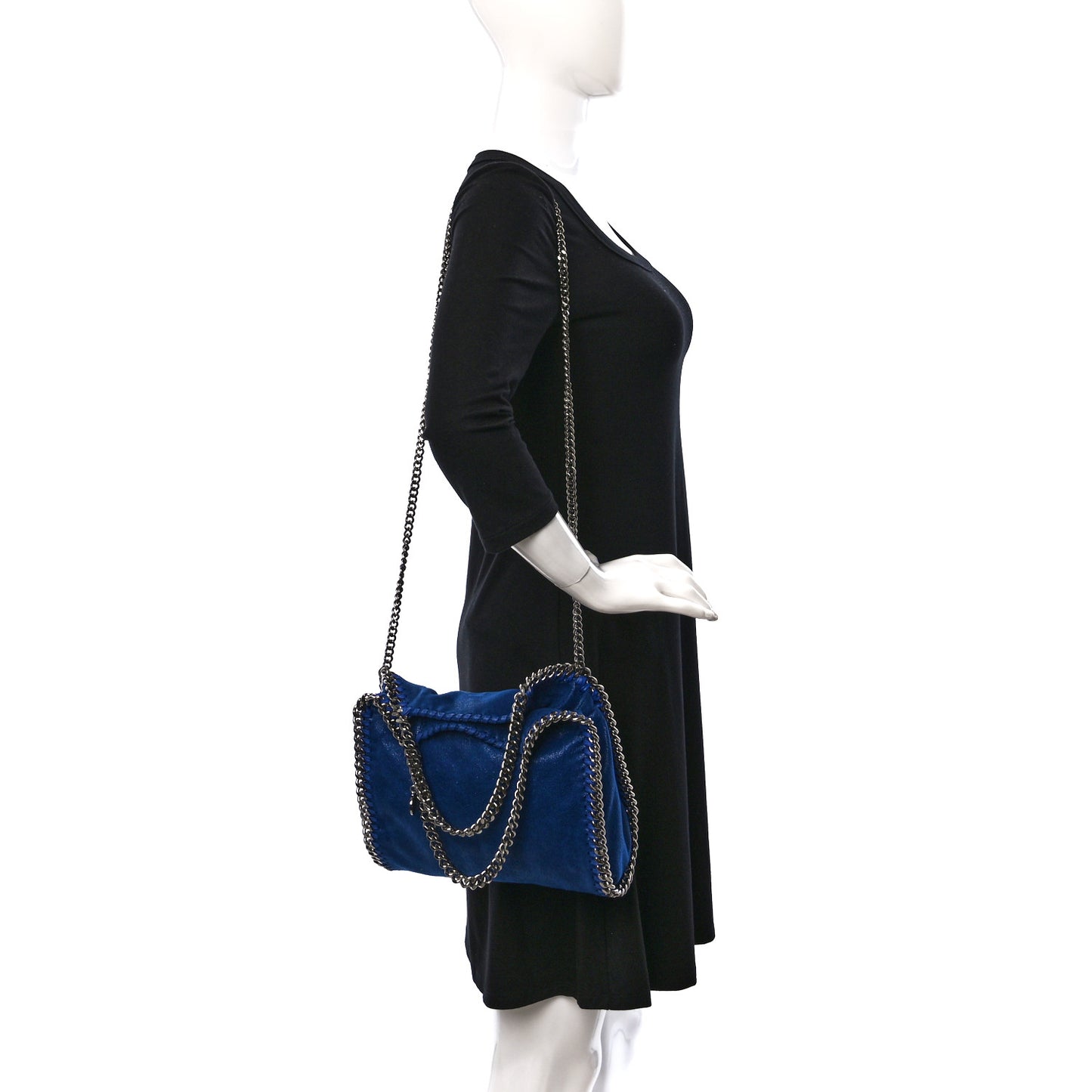 Shaggy Deer Mini Falabella Fold Over Tote Blue