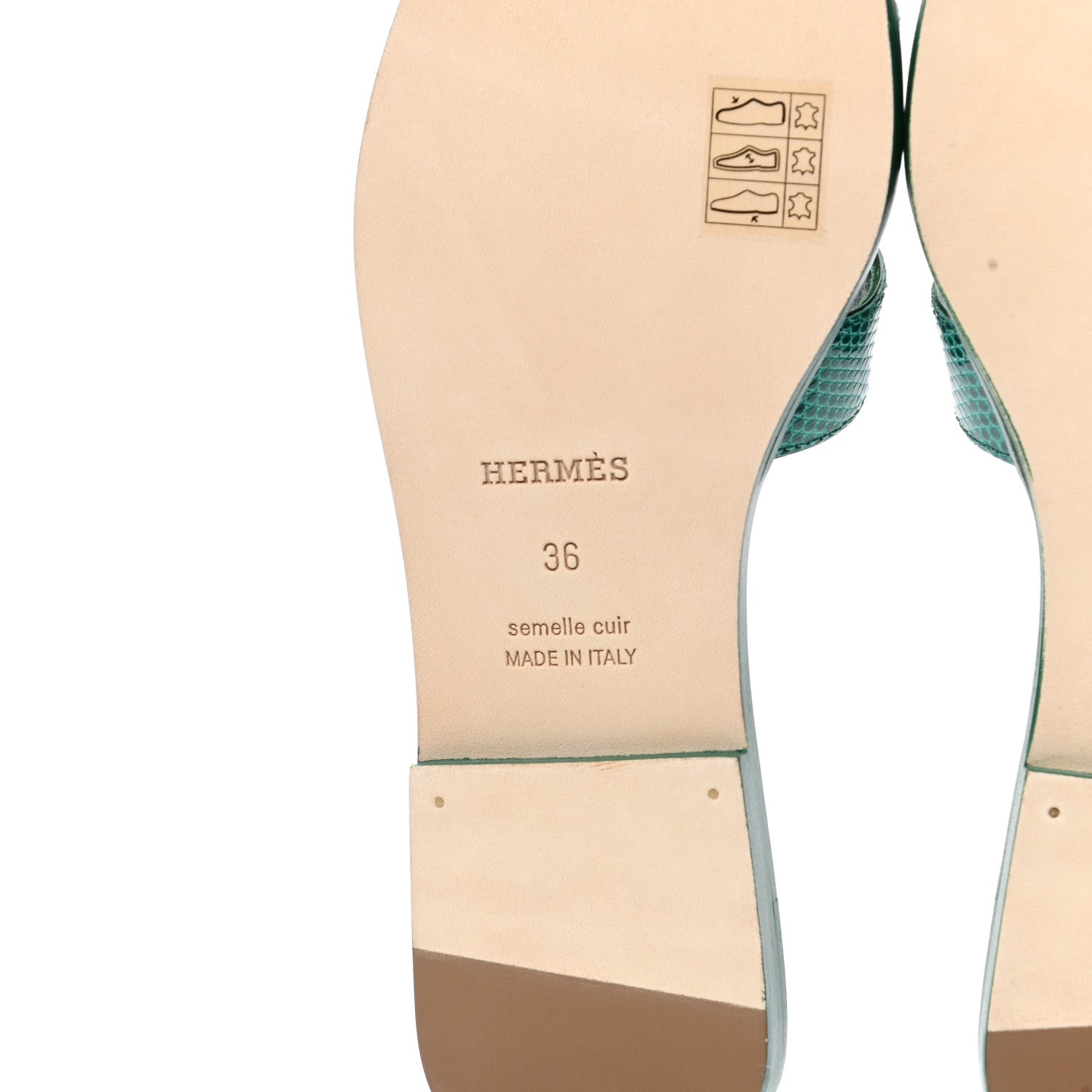 Hermes Lizard Oran Sandals 36 Vert Emeraude 6 of 8