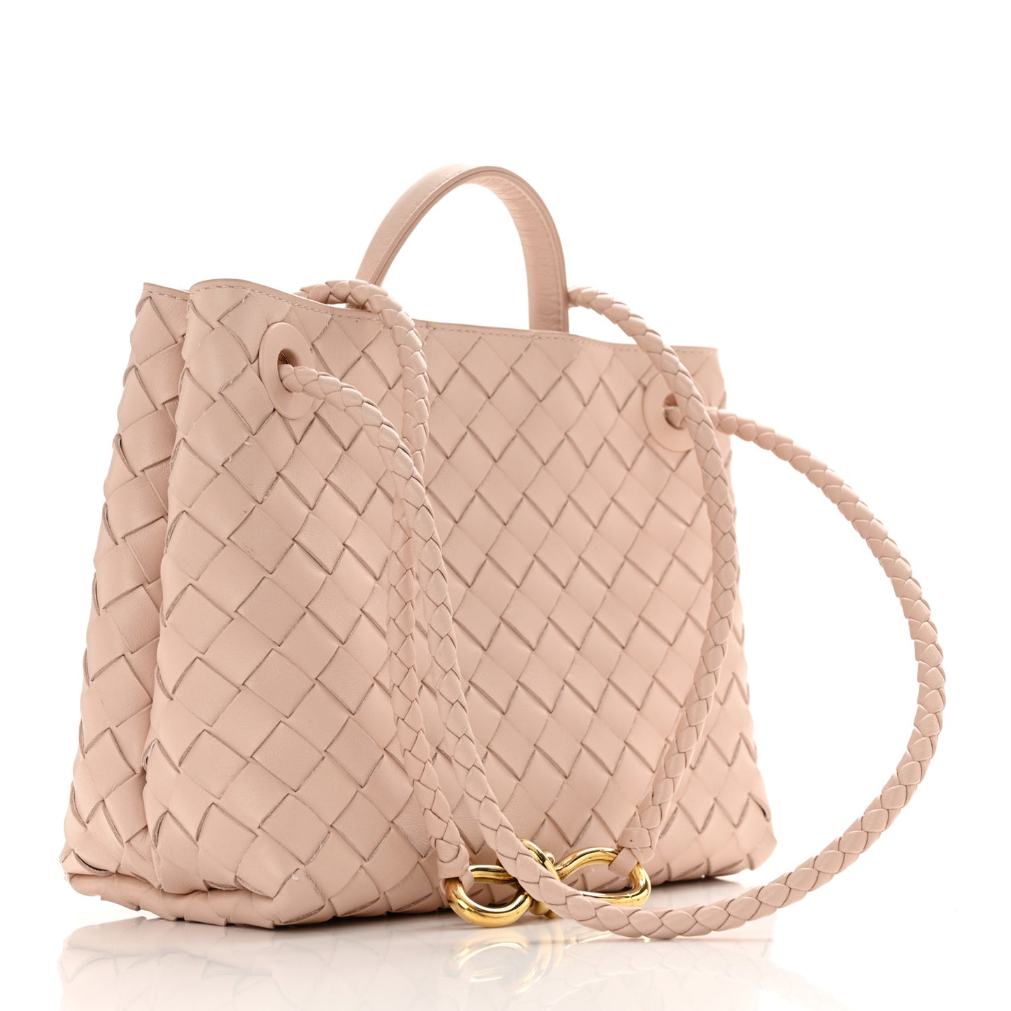 Nappa Intrecciato Small Andiamo Shoulder Bag Nude