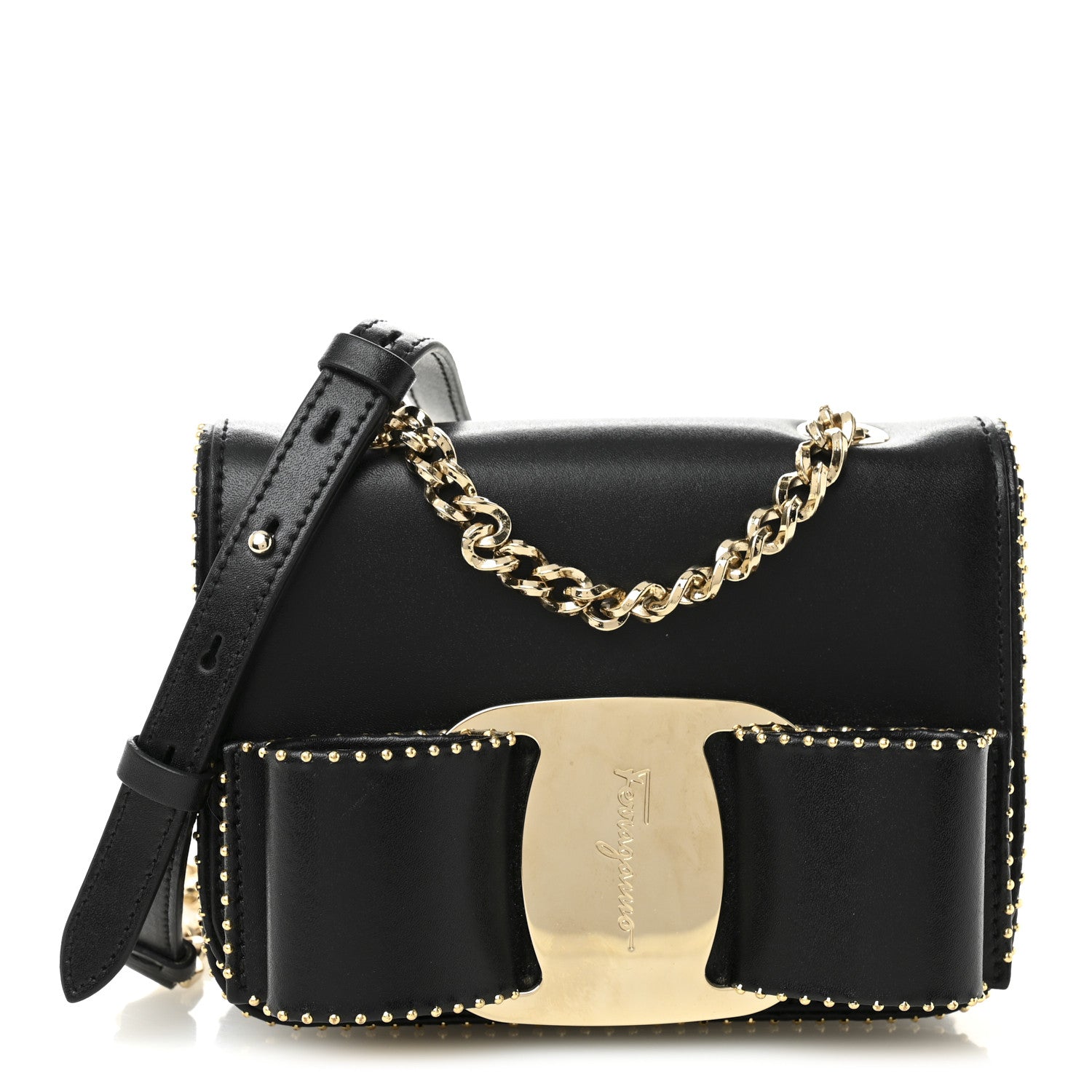 Salvatore Ferragamo Calfskin Studded Mini Vara Bow Rainbow