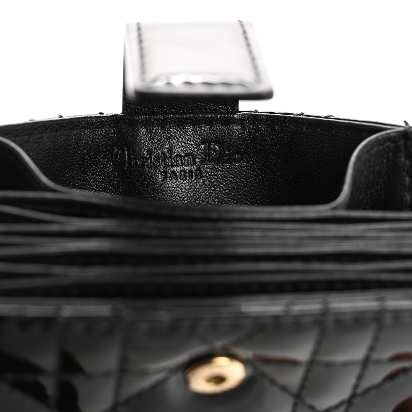 Patent Cannage Lady Dior 5-Gusset Card Holder Black