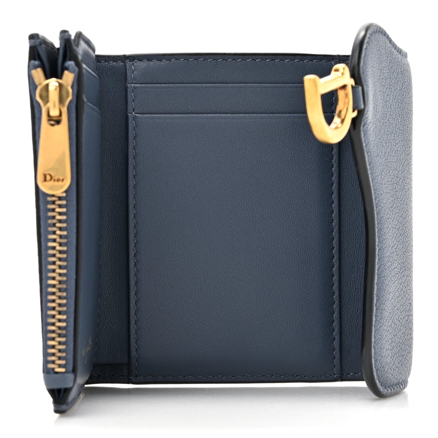 Goatskin Saddle Lotus Wallet Denim Blue