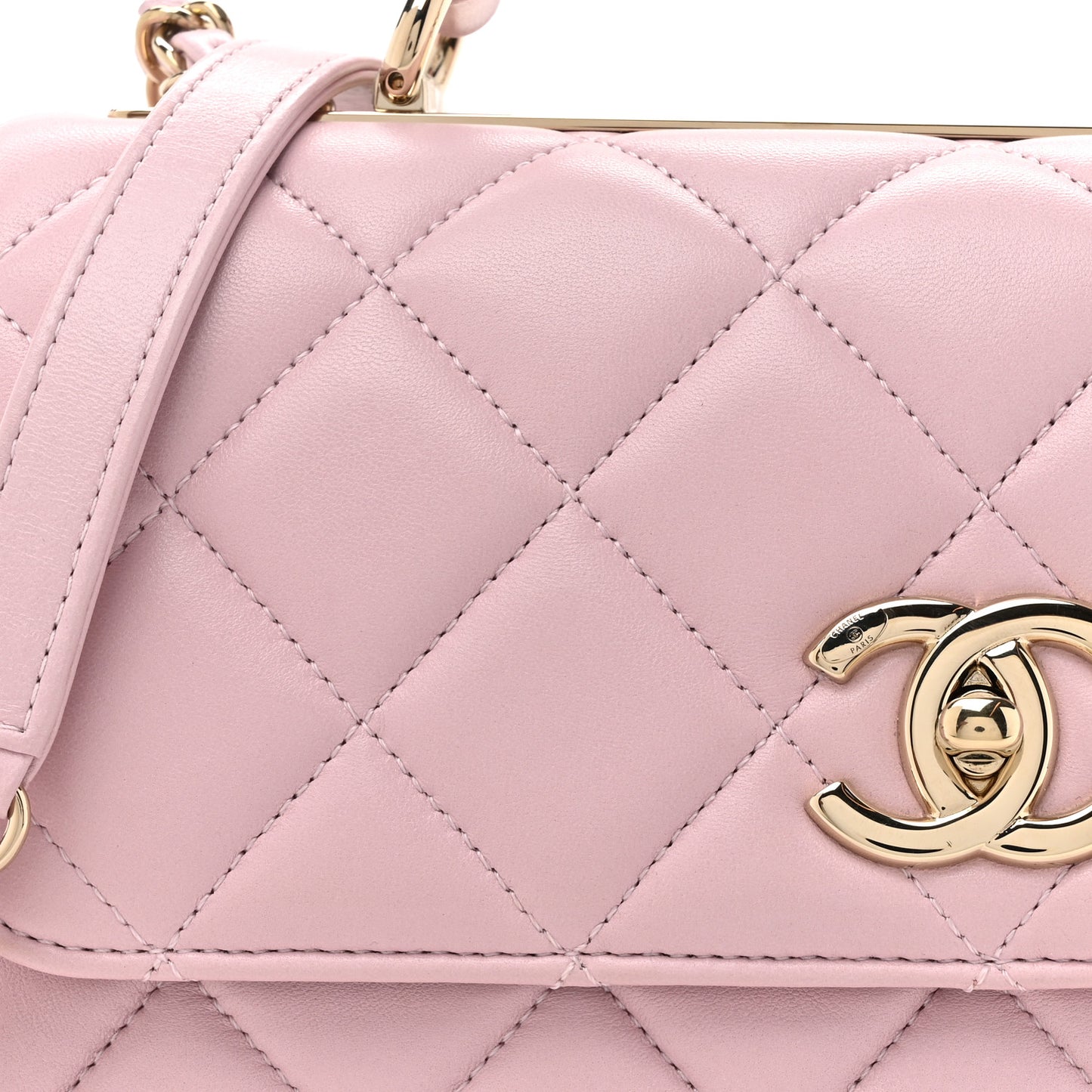 Lambskin Quilted Small Trendy CC Flap Dual Handle Bag Light Pink