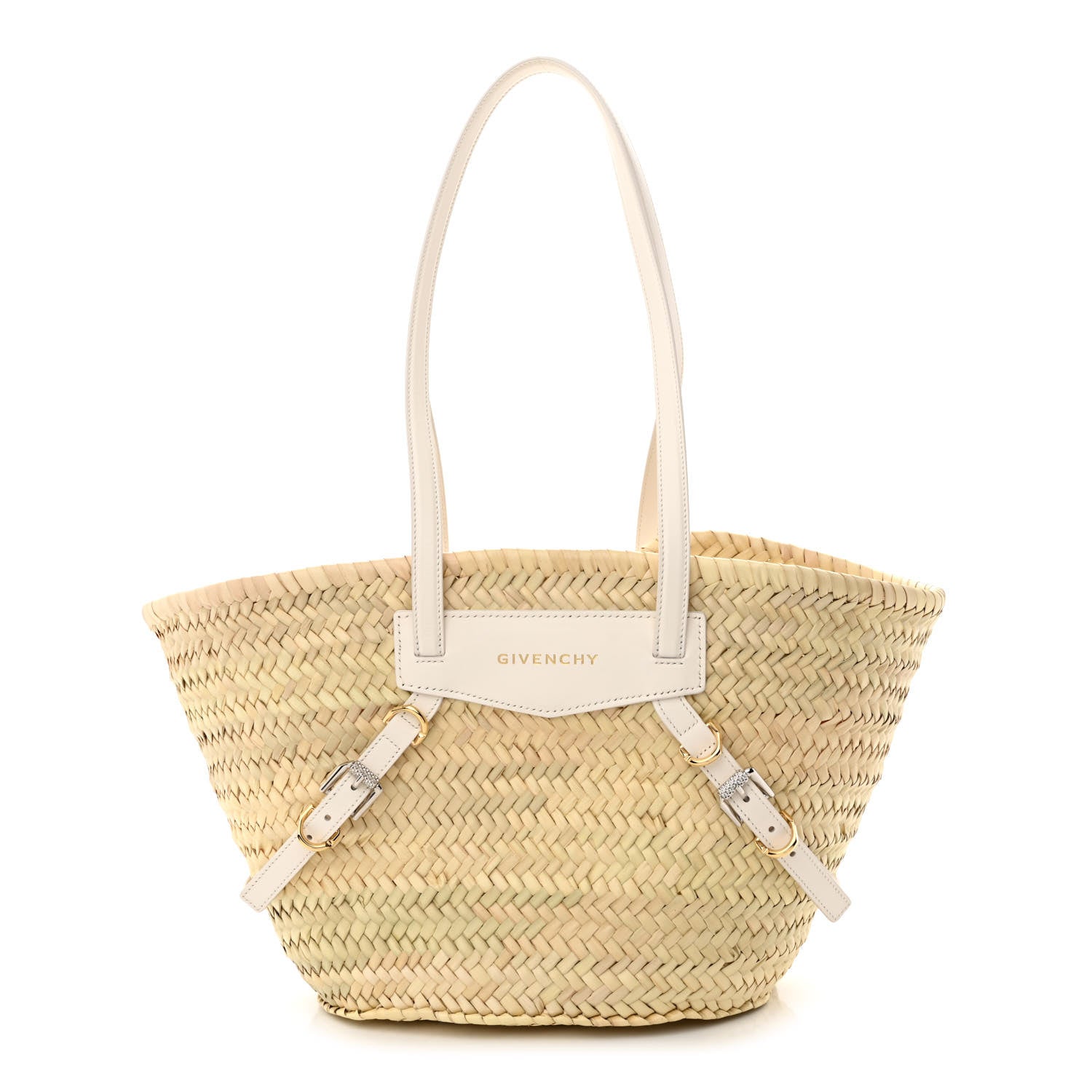 Givenchy Raffia Woven Calfskin Voyou Basket Bag White 1 of 10