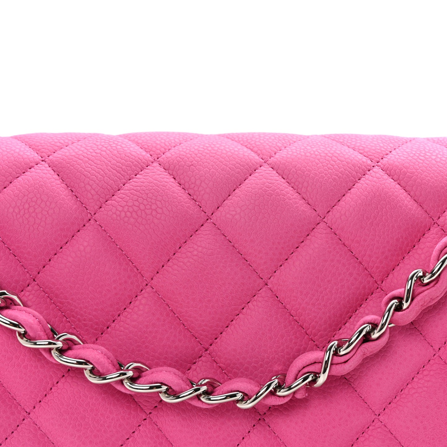Iridescent Caviar Quilted Jumbo Double Flap Pink