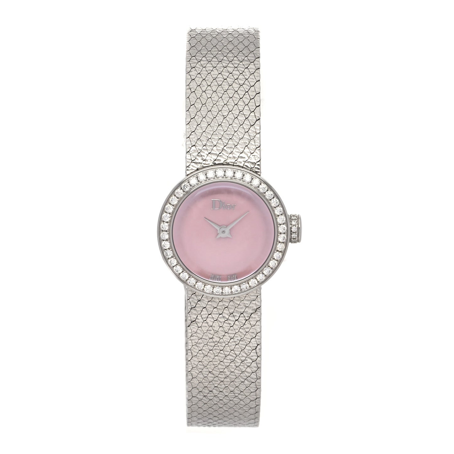Stainless Steel Diamond Bezel Pink Mother of Pearl 19mm La D De Dior Quartz Watch