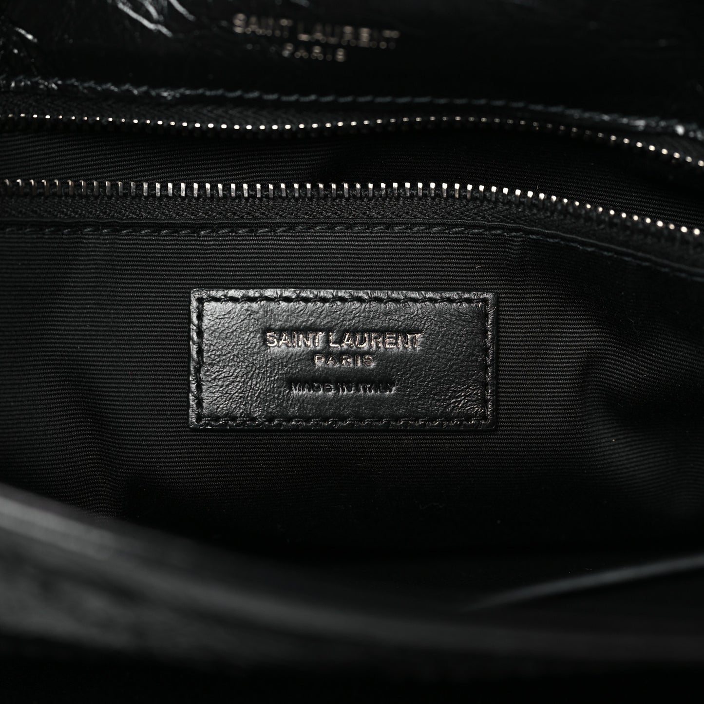 Crinkled Calfskin Matelasse Monogram Medium Niki Chain Satchel Black