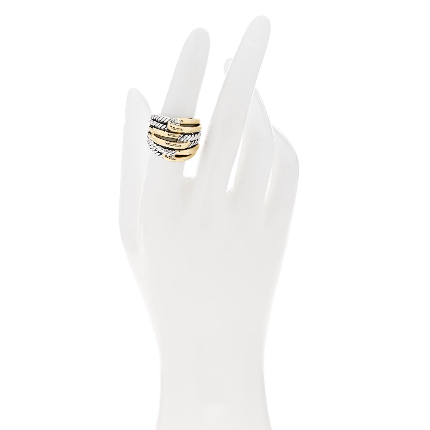 Sterling Silver Yellow Gold Triple Loop Labyrinth Ring 52 6