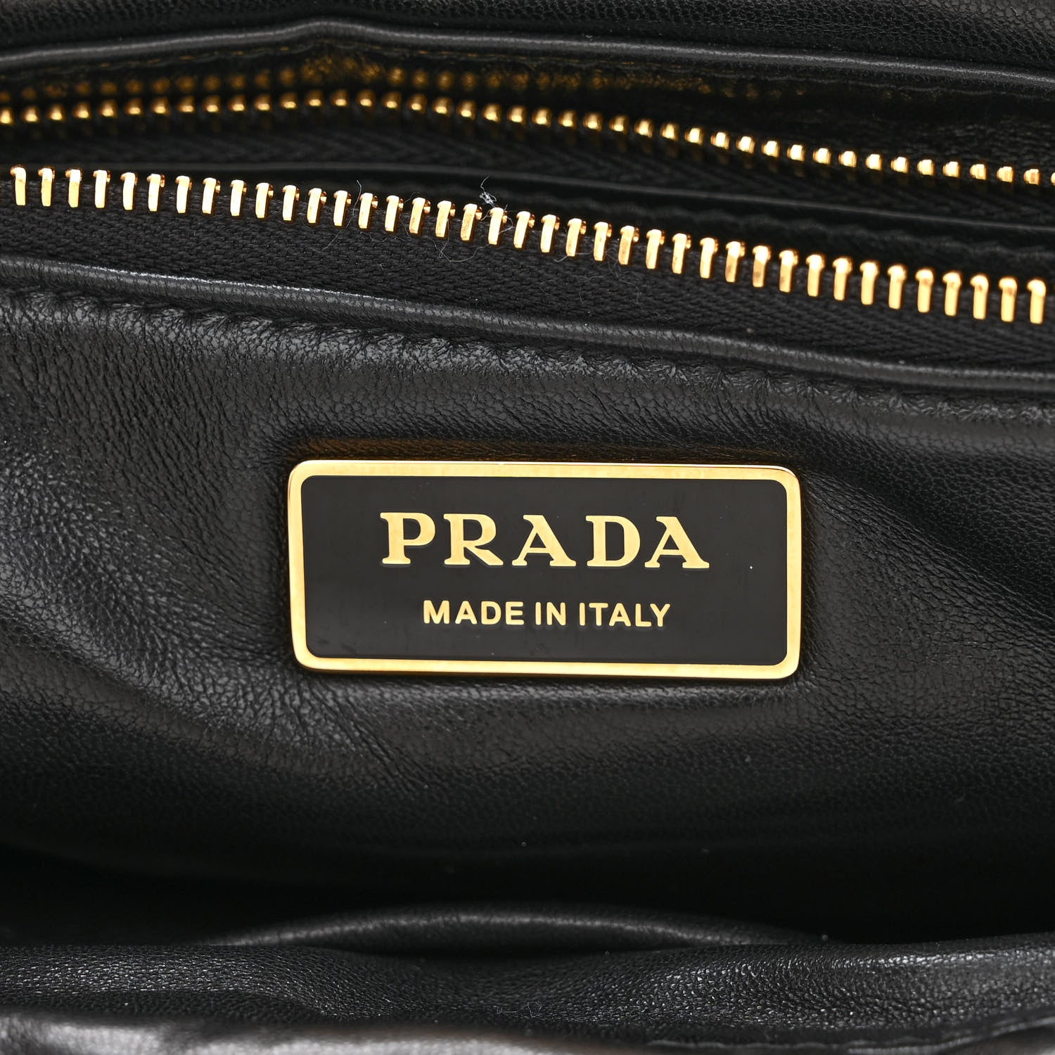 Prada Nappa Soft Padded Logo Embossed Triangle Quilted Small Shoulder Bag Black 6 of 10
