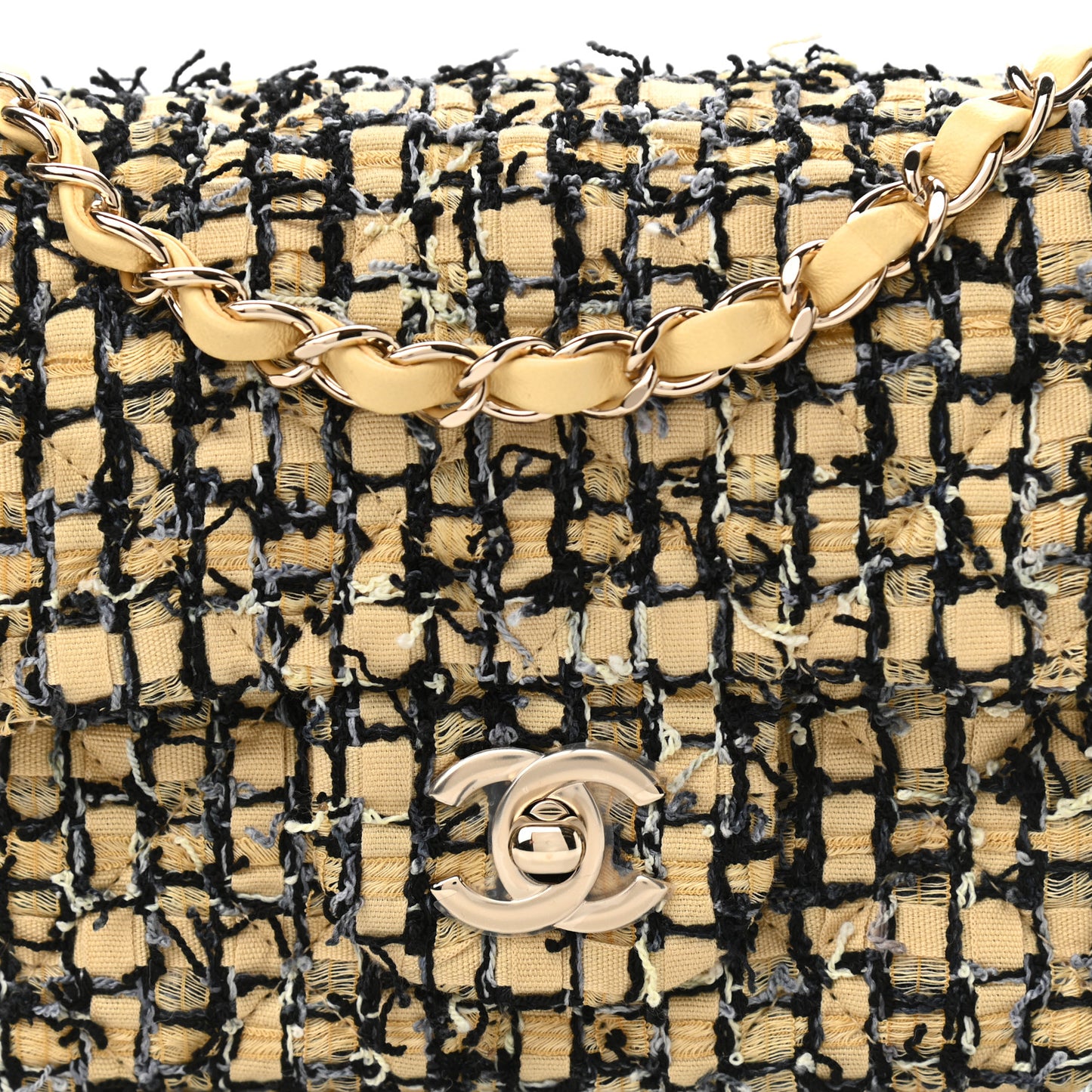 Tweed Quilted Mini Rectangular Flap Yellow Black