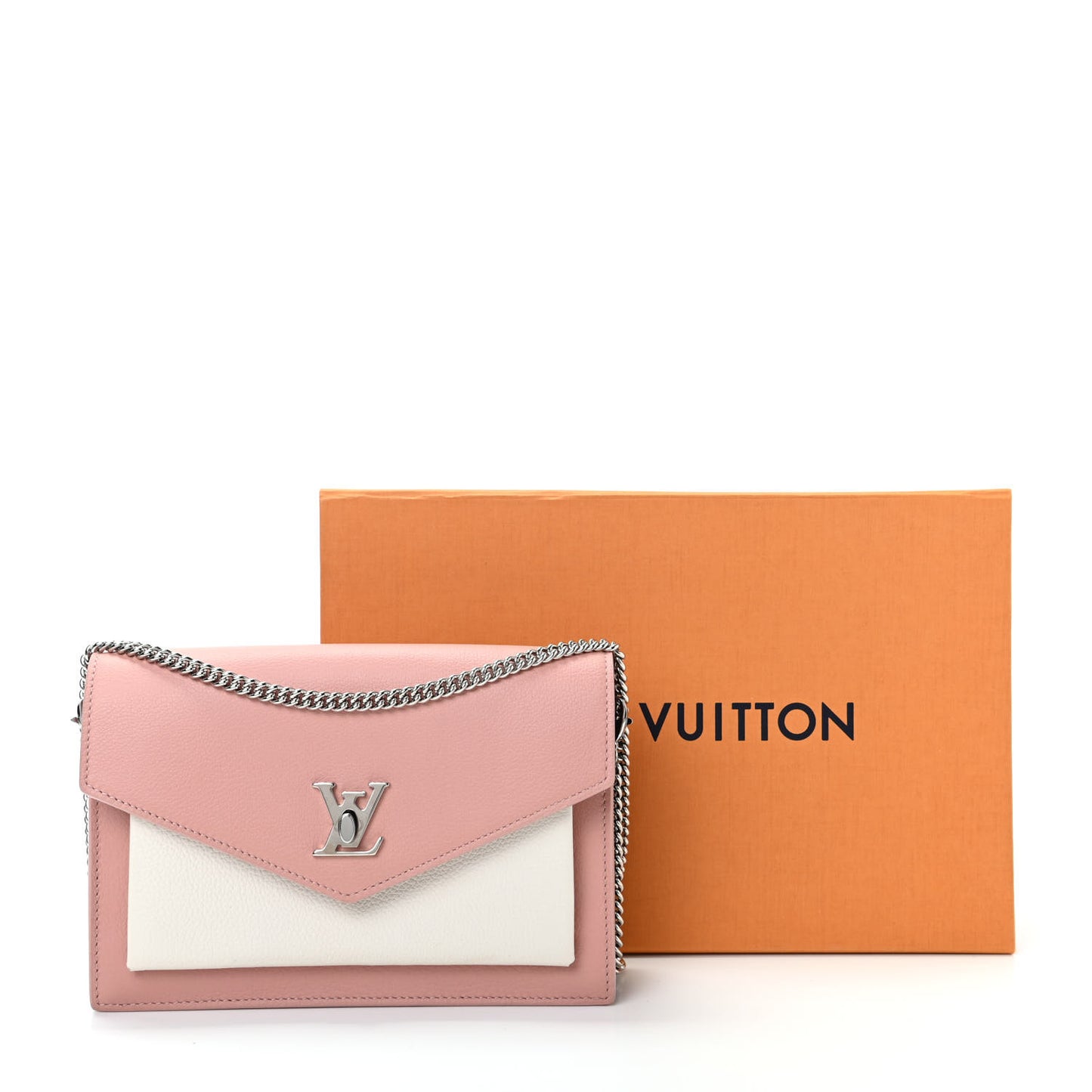 Calfskin My Lockme Chain Pochette Rose Ballet White