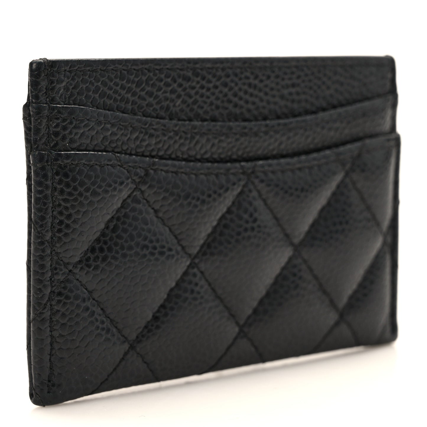 Caviar Quilted Card Holder Black