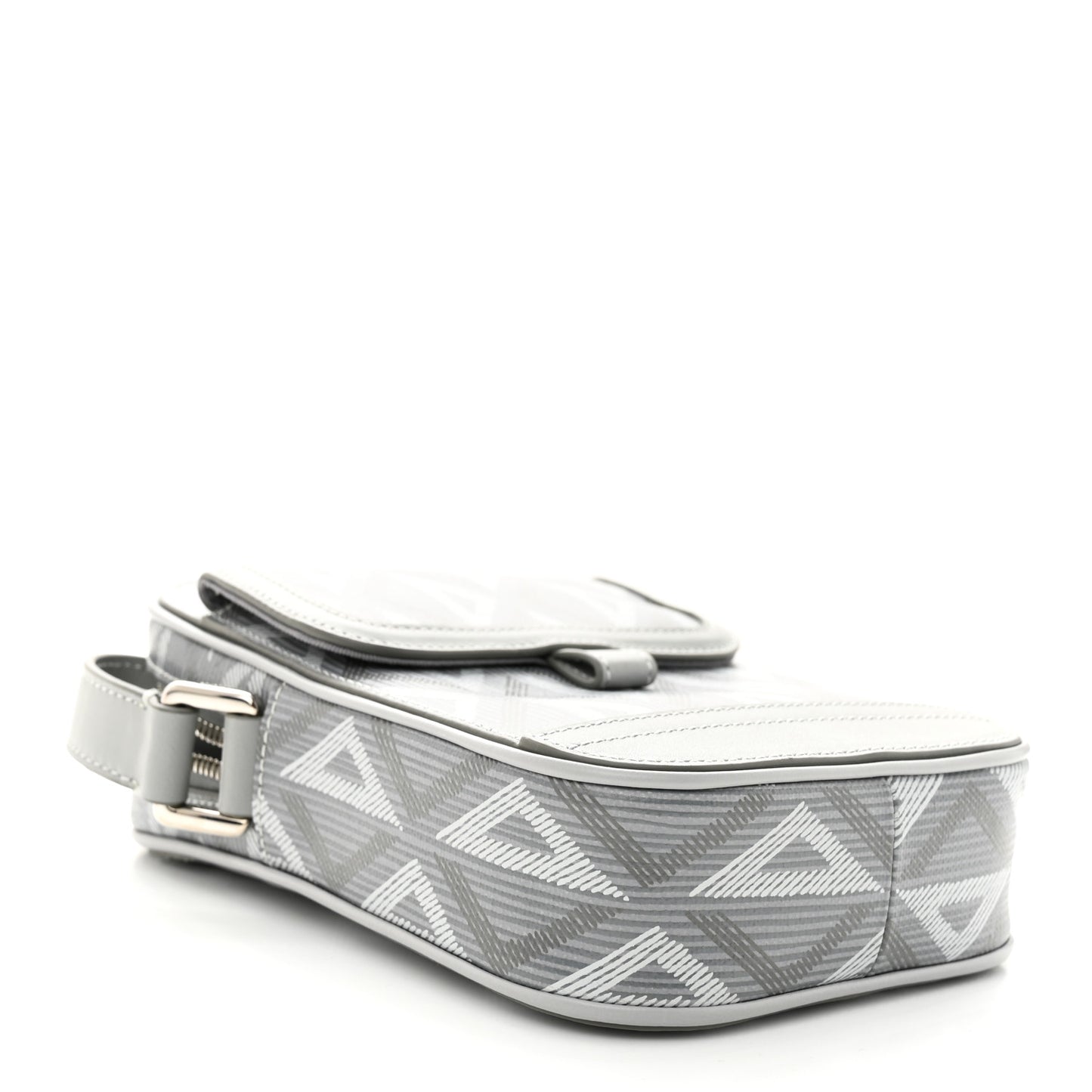 Coated Canvas CD Diamond Hit The Road Vertical Wallet On Strap Grey